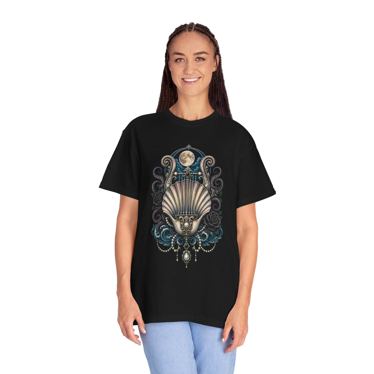 Gothic Beach Lyre Kraken Shell T-Shirt Graphic