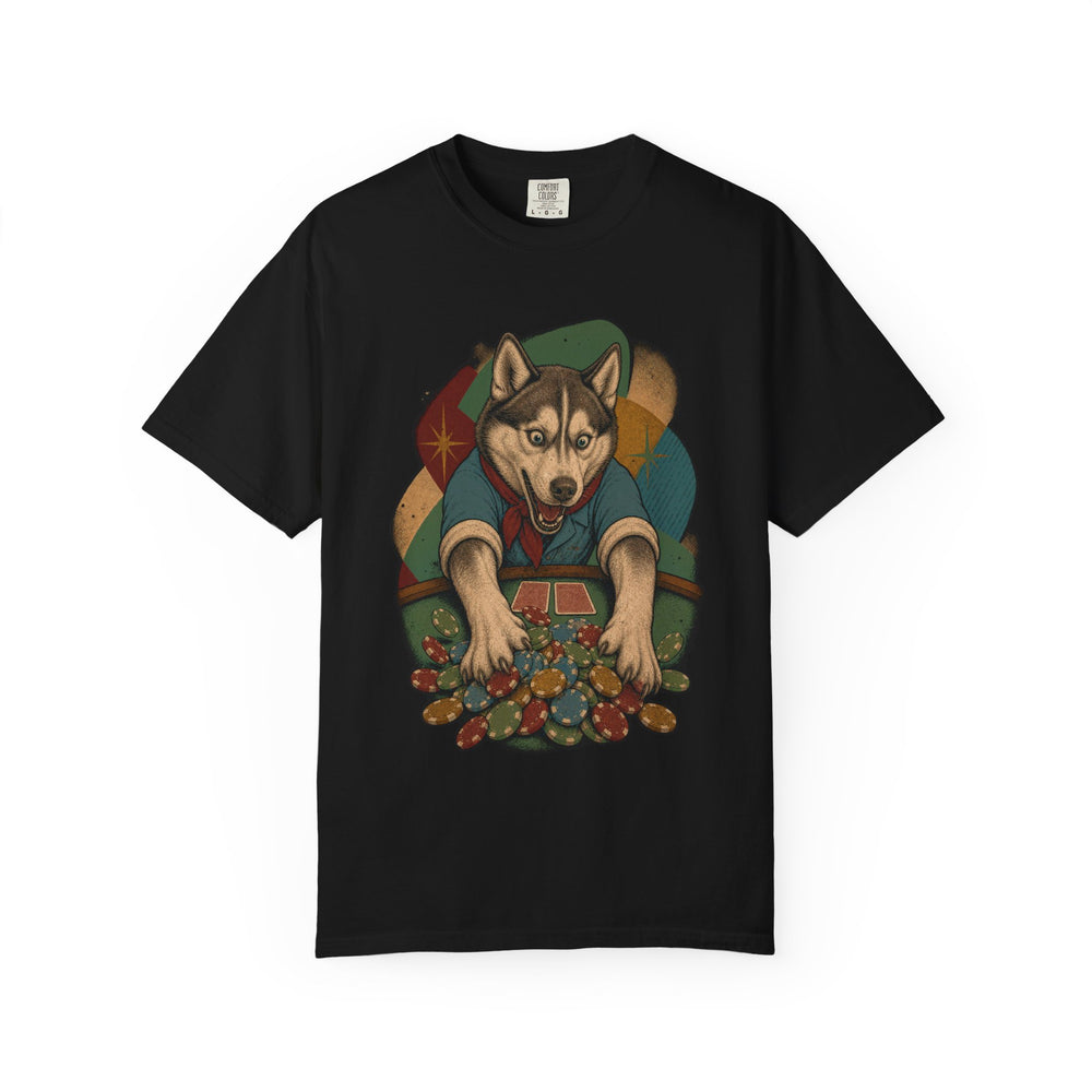 Husky All-In graphic on a Black tee