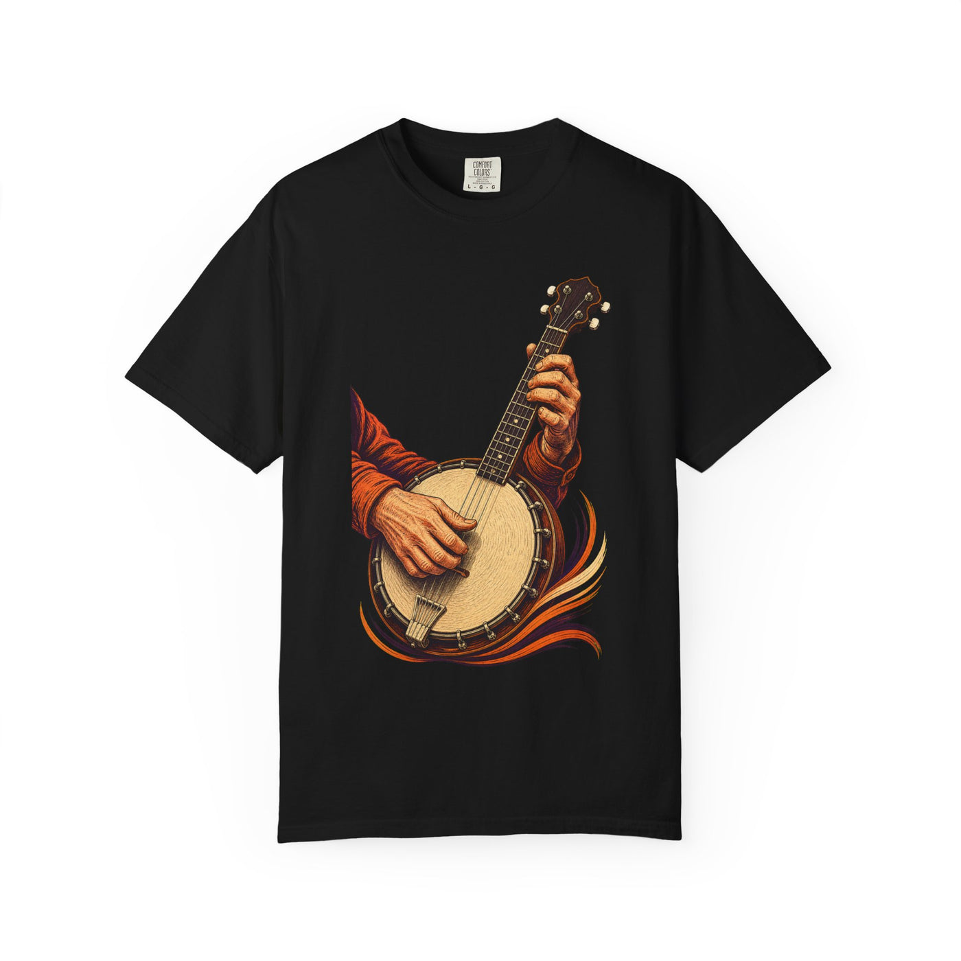 Bluegrass Banjo Hands Woodcut Graphic Tee