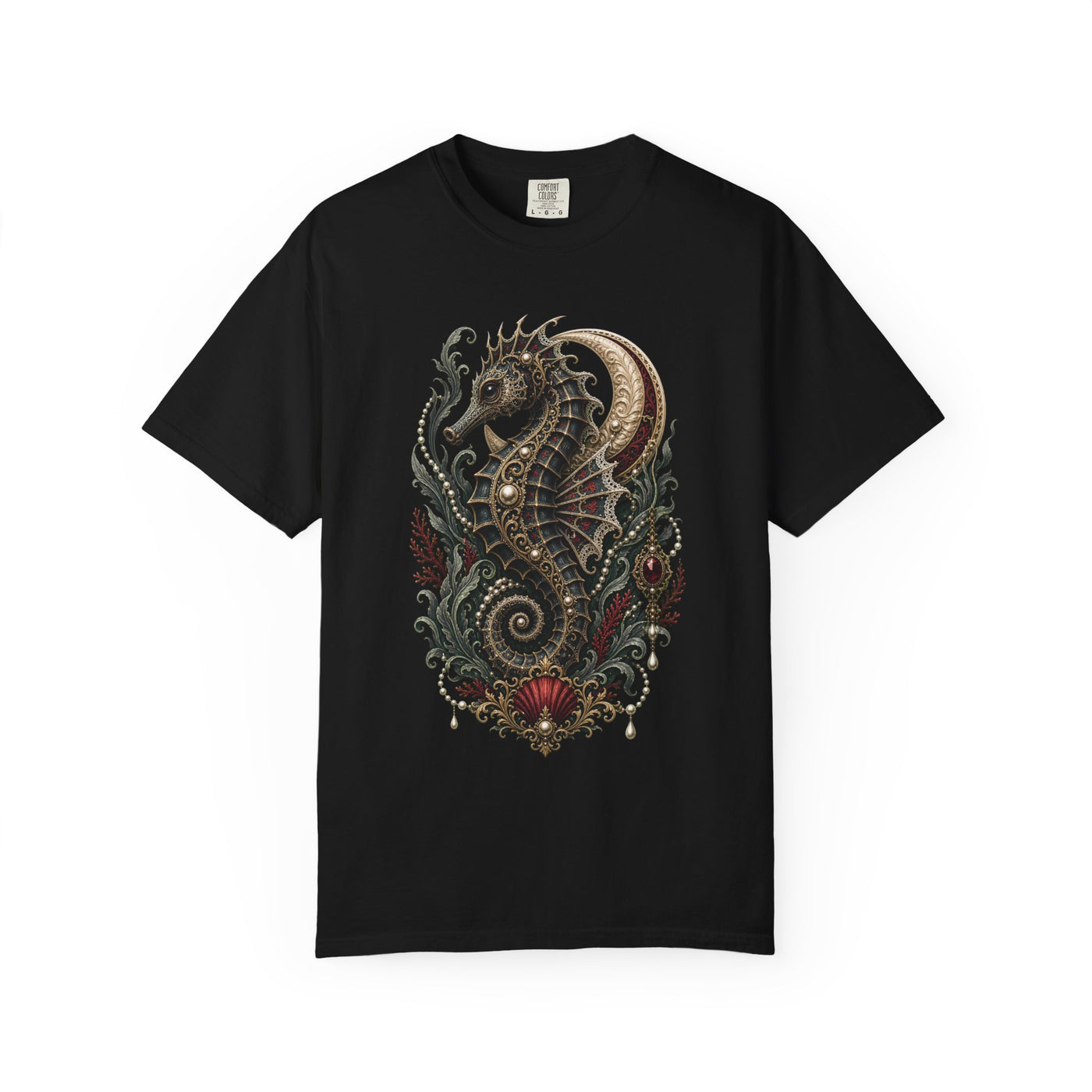 Gothic Lace Seahorse Graphic Tee