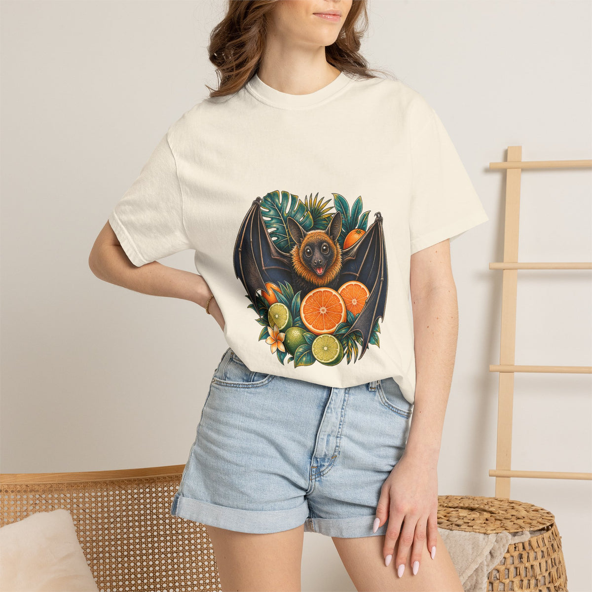 Tropical Citrus Bat Graphic Tee