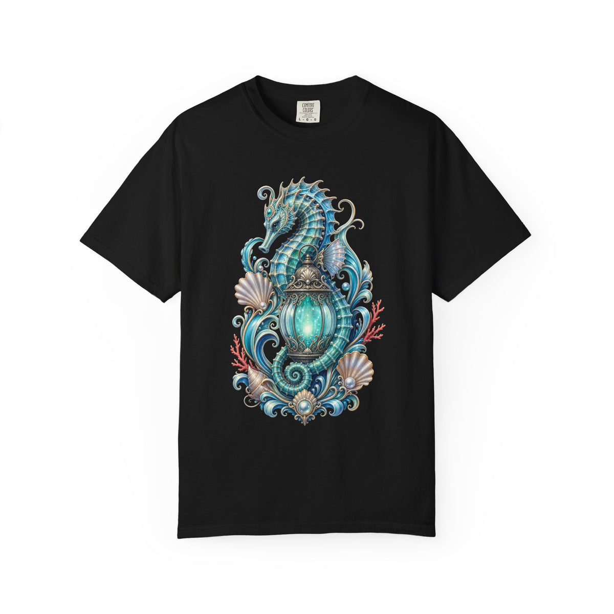 Aquamarine Seahorse Lantern Graphic Tee