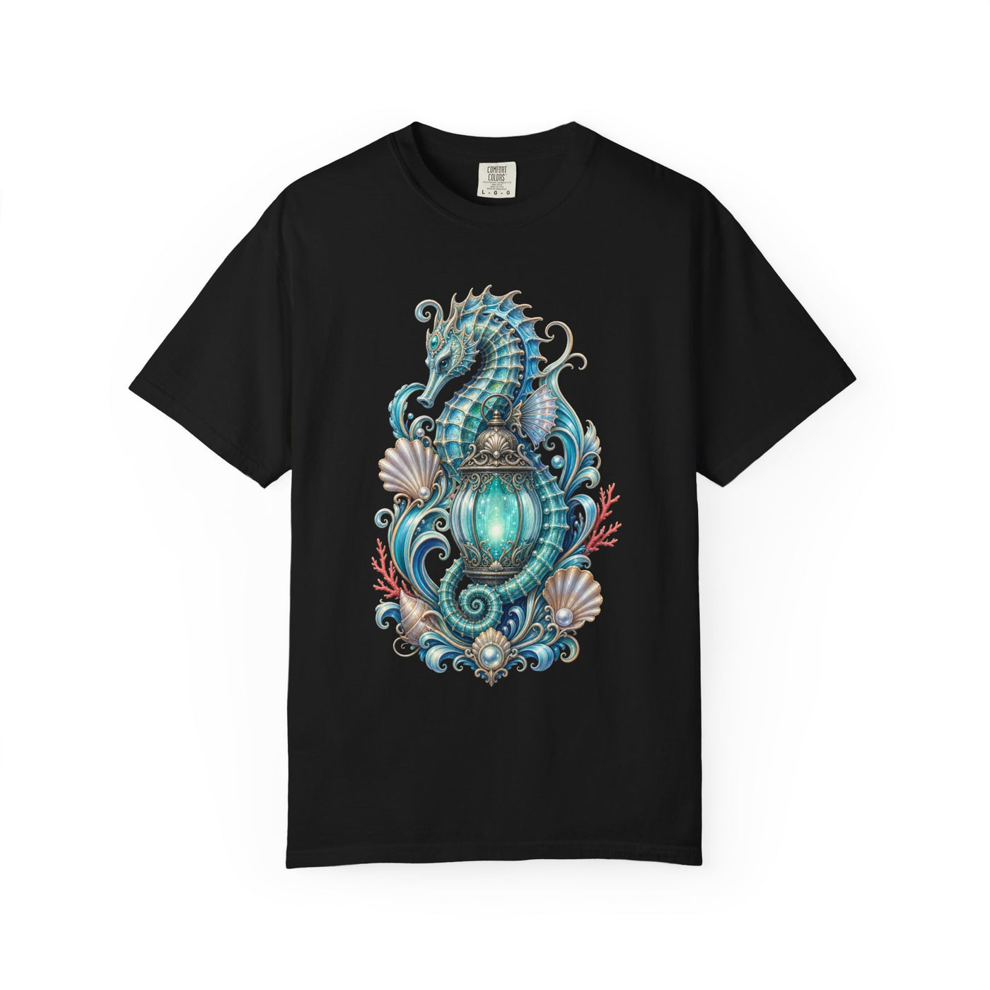 Aquamarine Seahorse Lantern Graphic Tee