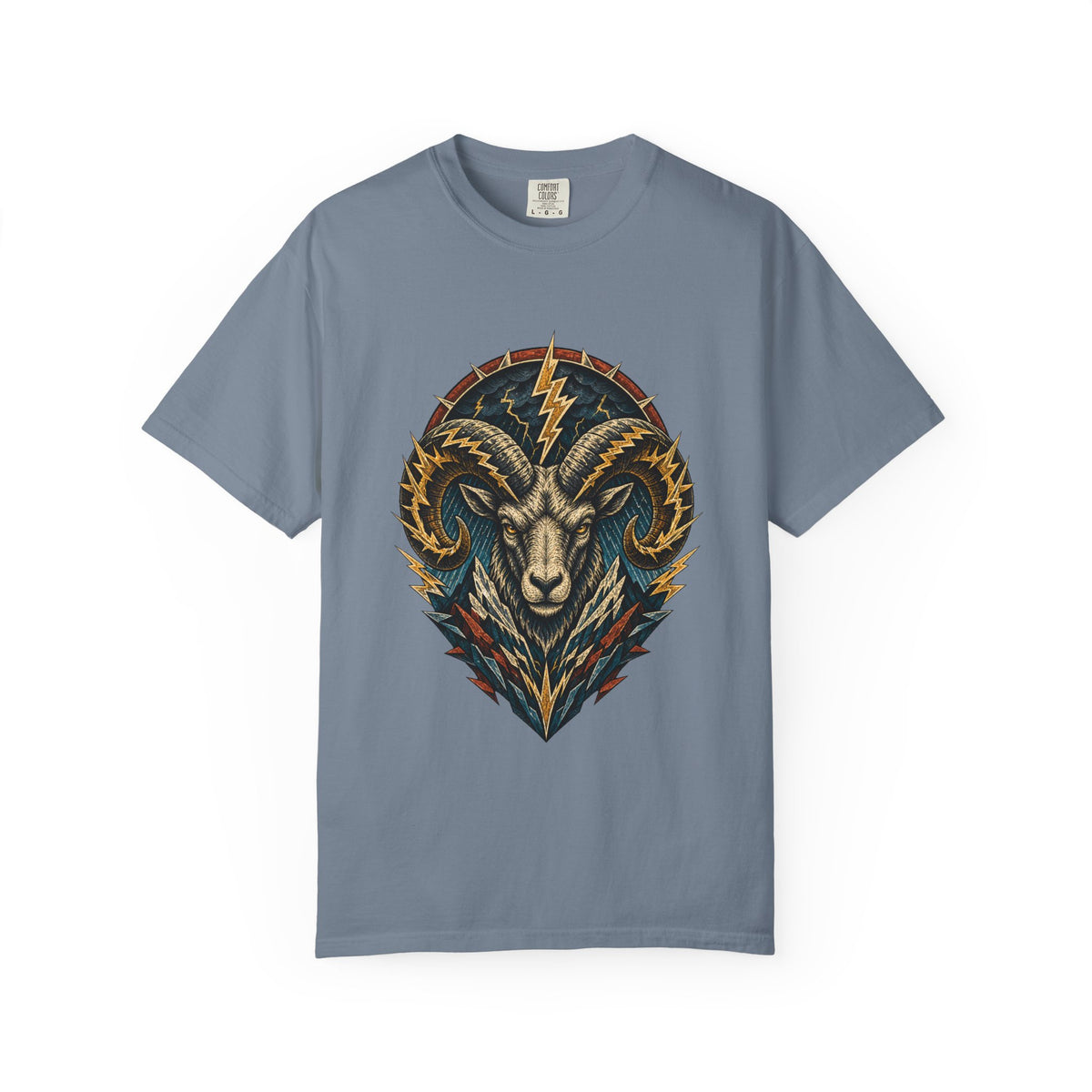 Thunder Ram Woodcut T-Shirt Graphic