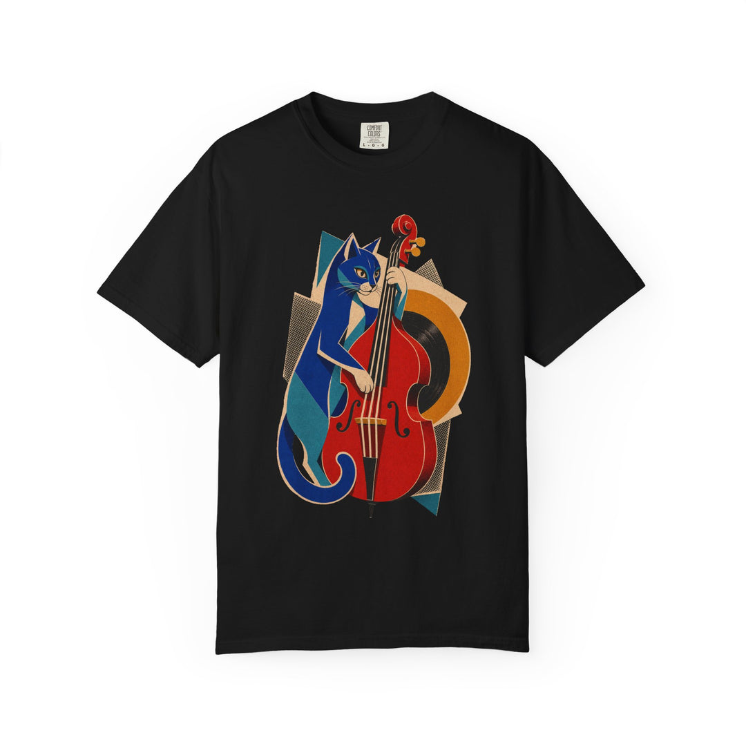 Black Bombay Upright Bass Hard-Bop Collage Graphic Tee