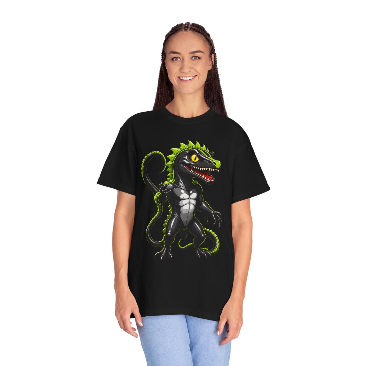 Alien Raptor Neon Mascot T-Shirt Graphic