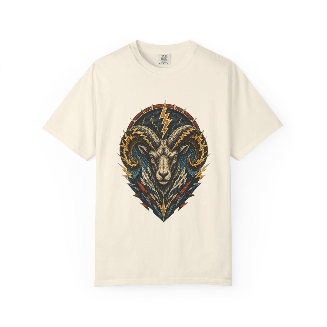 Thunder Ram Woodcut T-Shirt Graphic