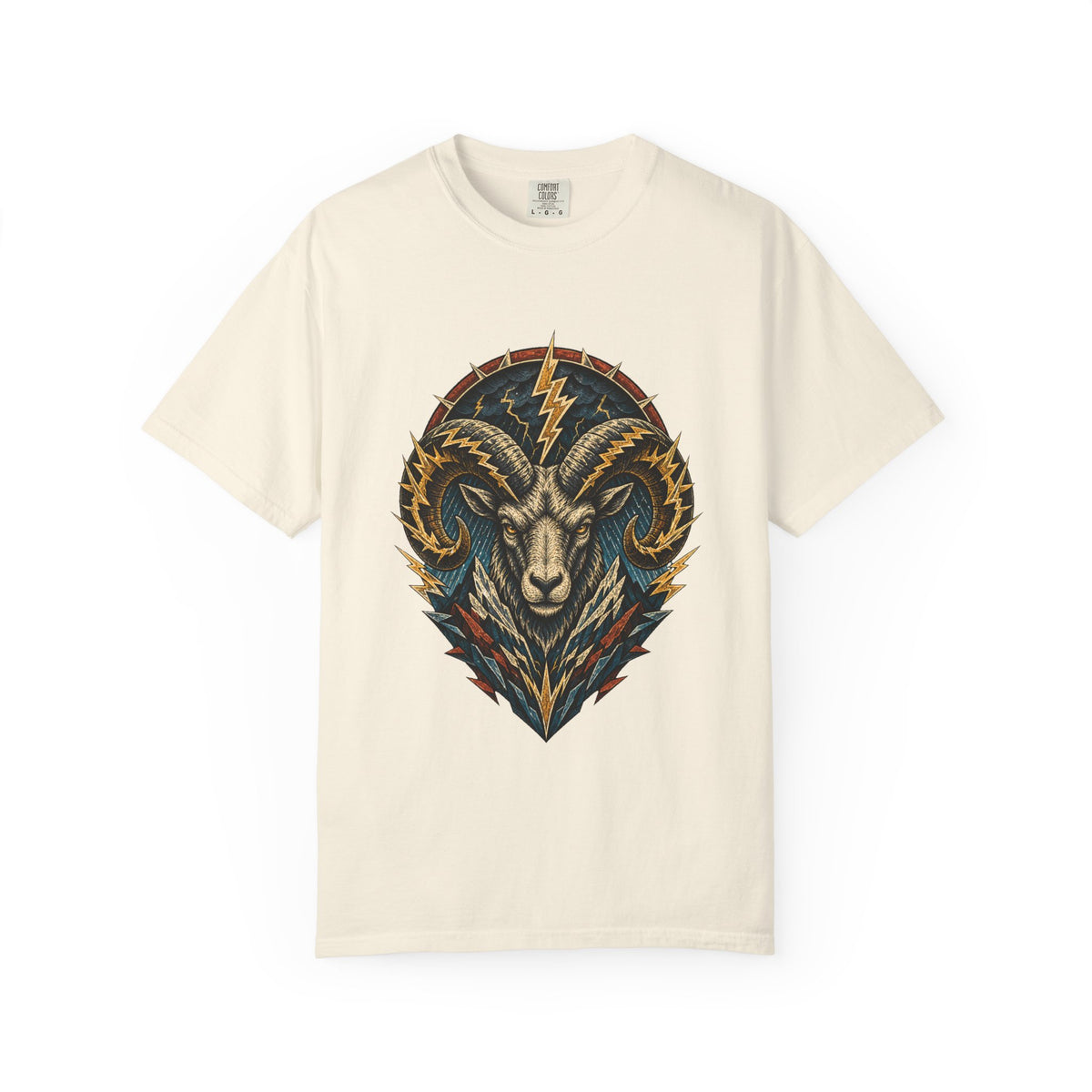 Thunder Ram Woodcut T-Shirt Graphic