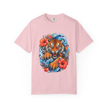 Electric Hibiscus Surf Tiger T-Shirt Graphic