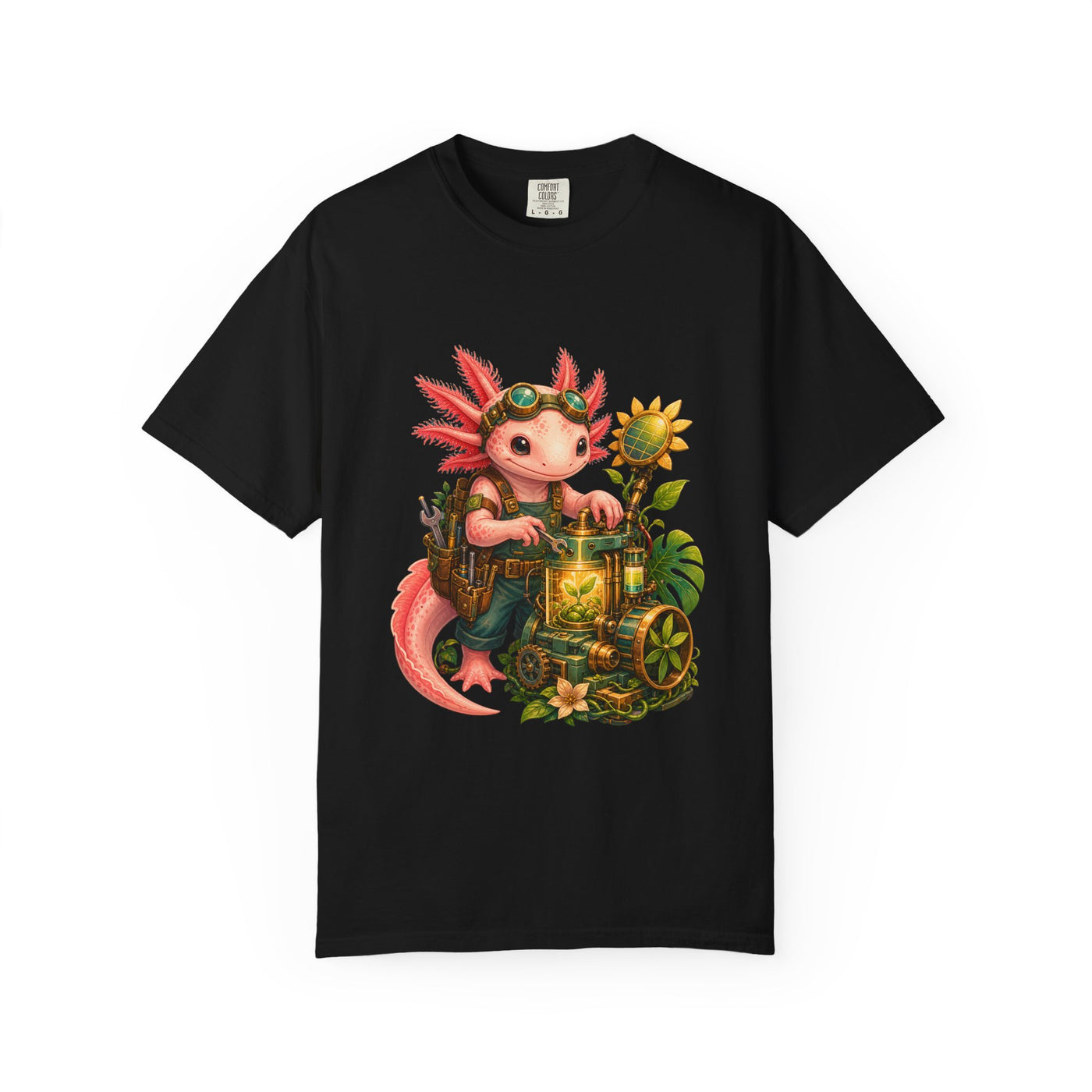 Solarpunk Axolotl Mechanic Graphic Tee