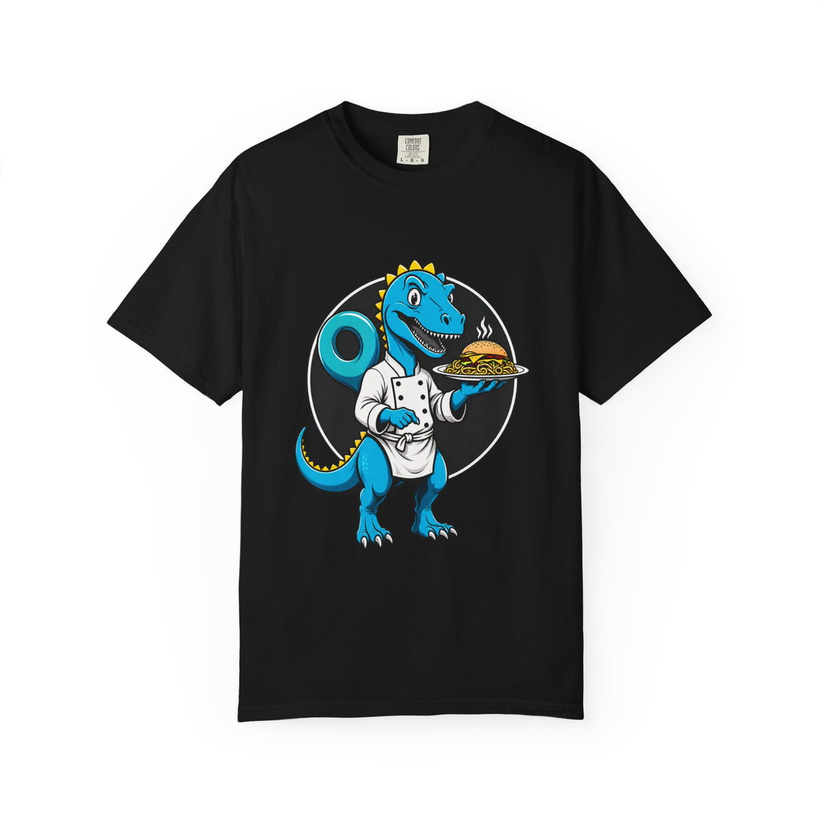 Dinosaur Chef Burger Pasta T-Shirt Graphic
