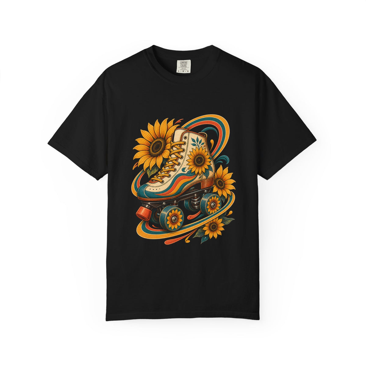 Retro Roller Skate Sunflower Orbit T-Shirt Graphic