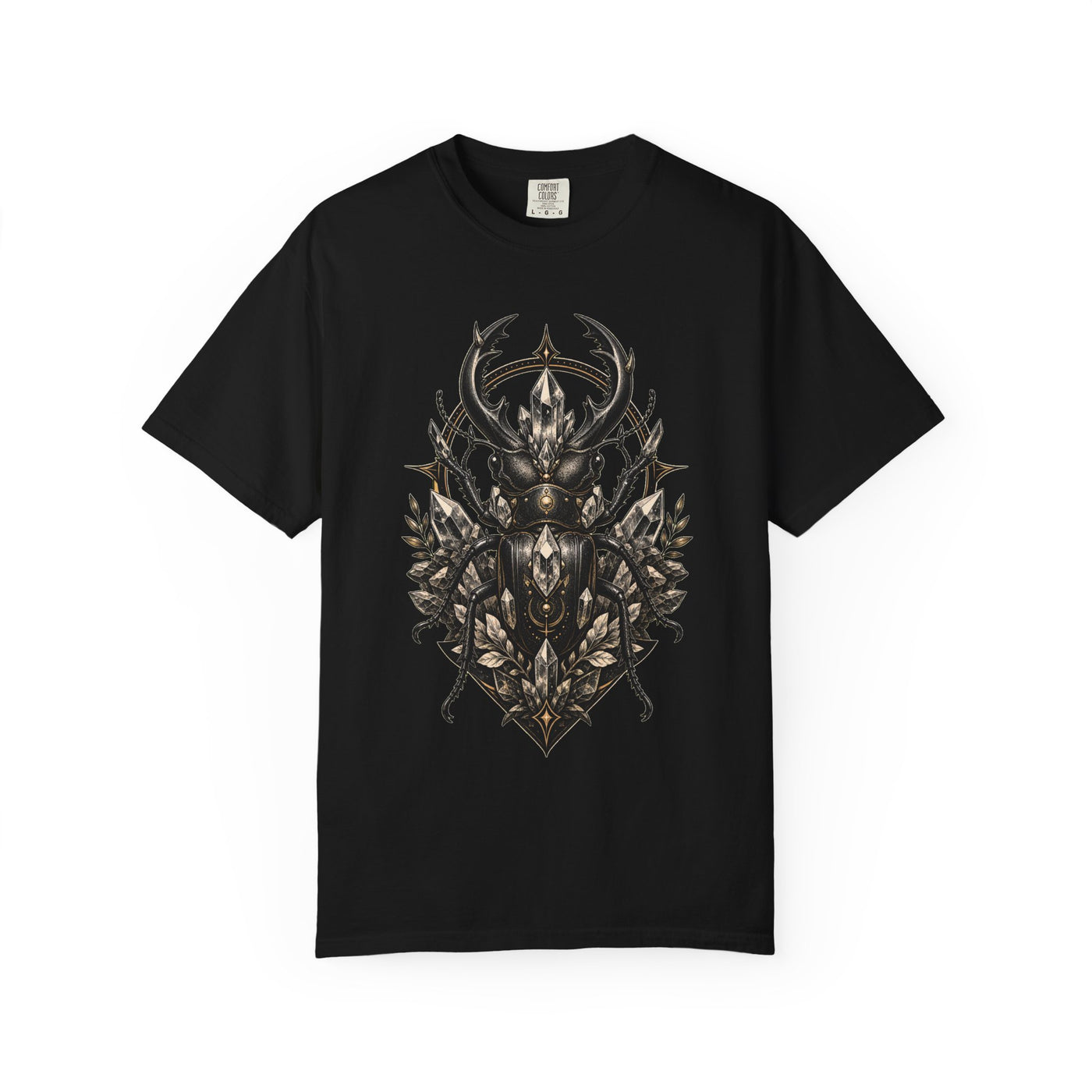 Blackwork Mineral Stag Beetle T-Shirt Graphic