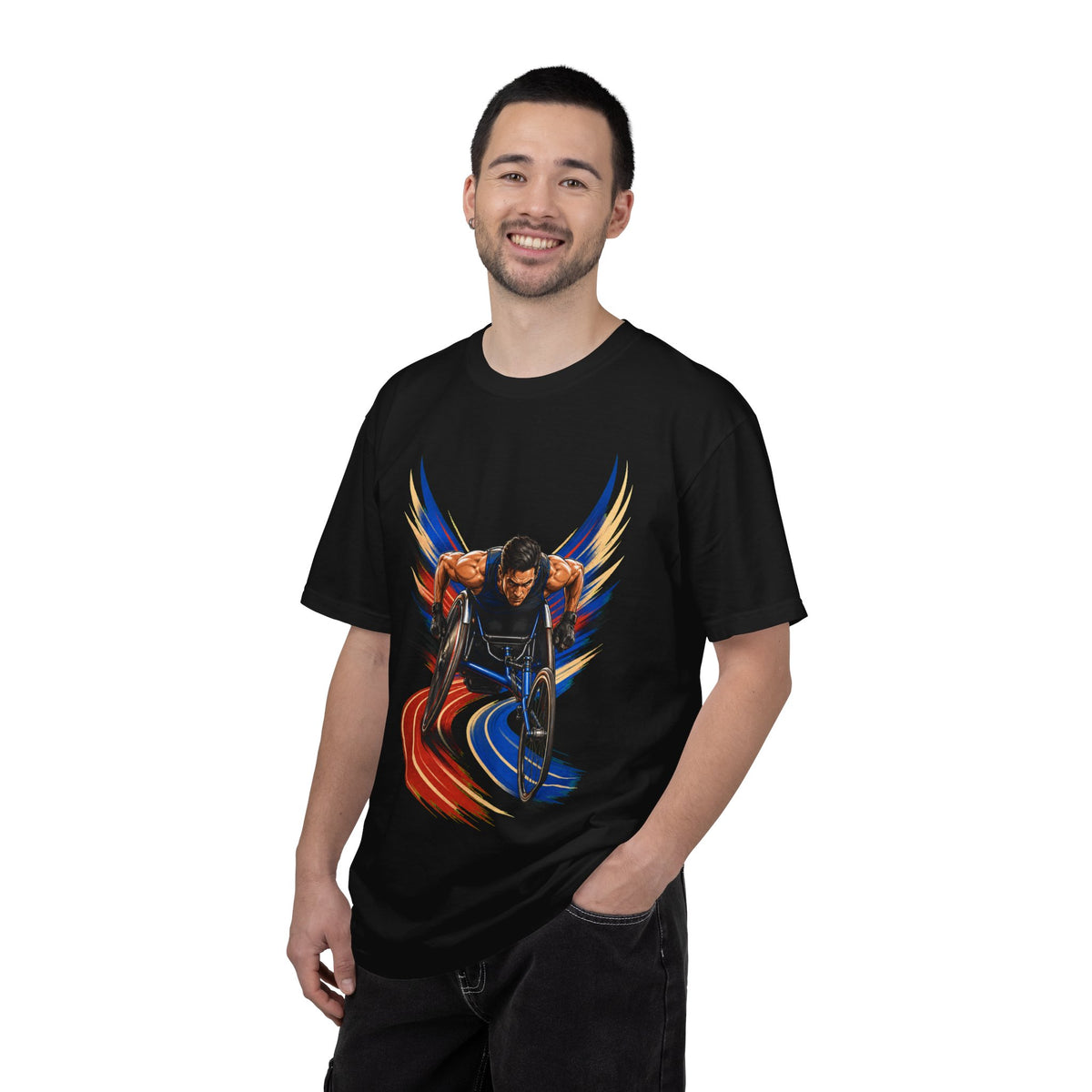 Wheelchair Track Sprinter Velocity Halftone Graphic Tee