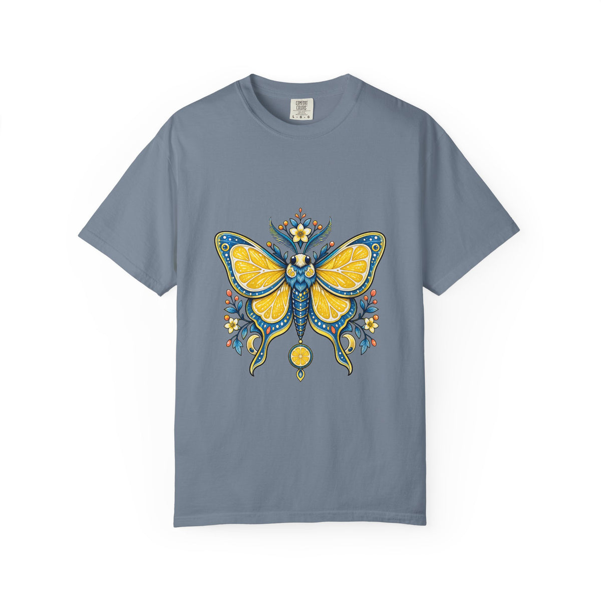 Cerulean Lemon Moth Emblem T-Shirt Graphic