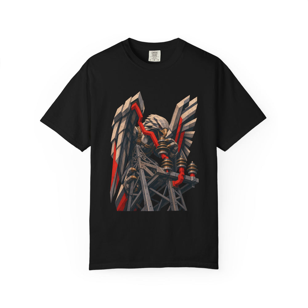 Thunderbird Line Crew graphic on a Black tee