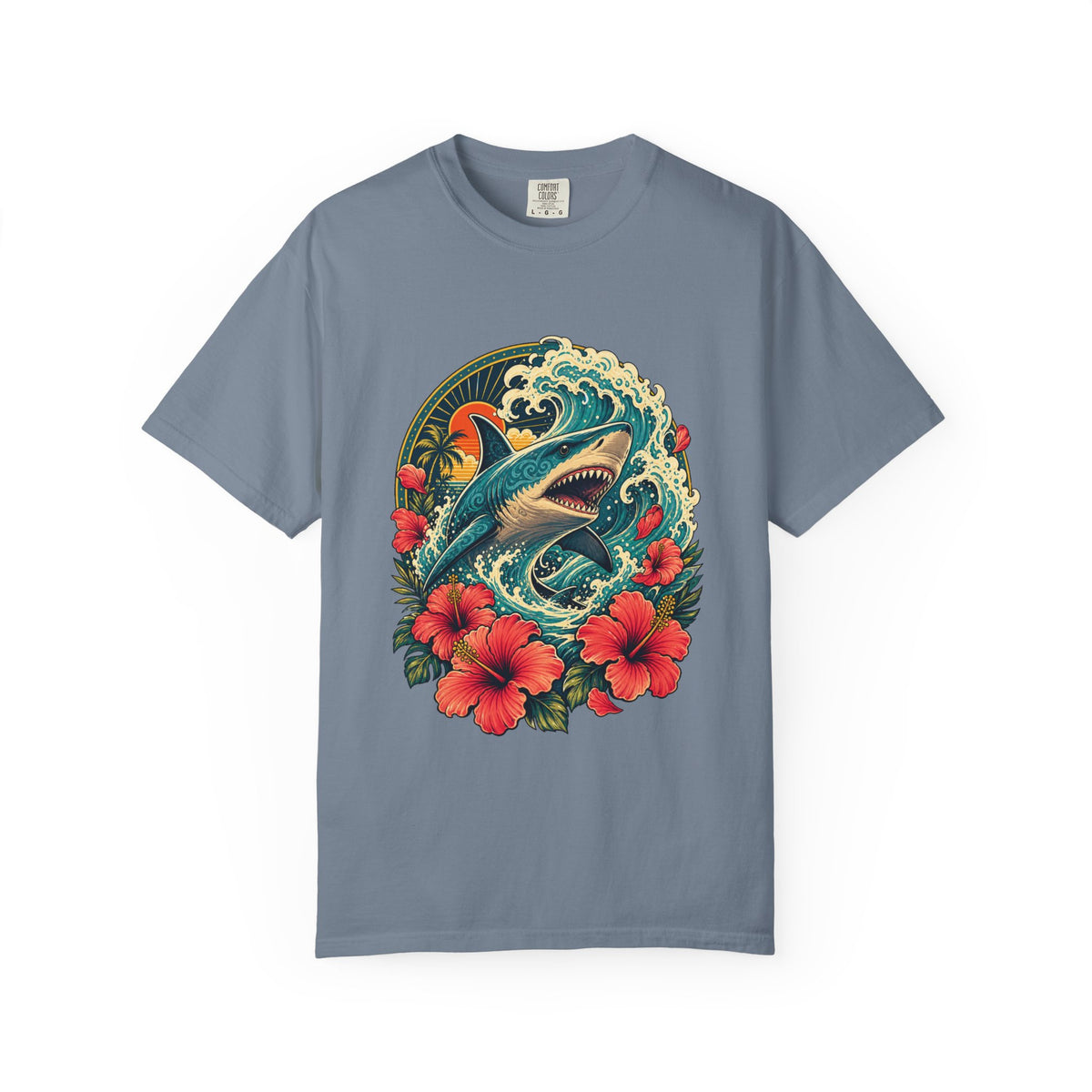 Hibiscus Shark Surf Spirit T-Shirt Graphic