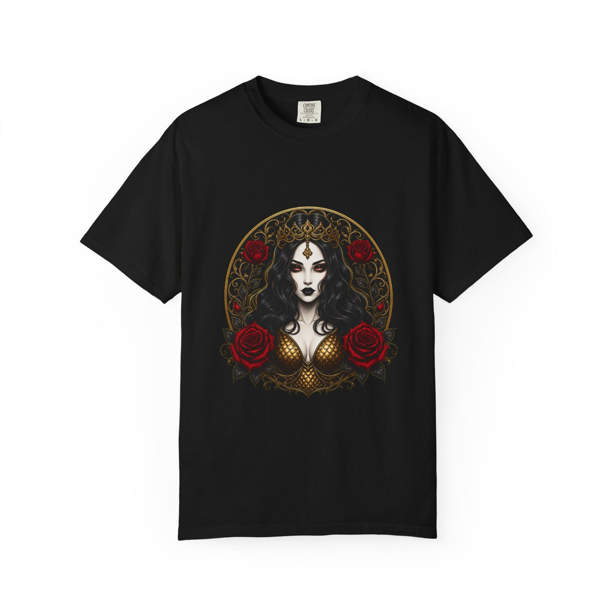 Gothic Crowned Mermaid Rose T-Shirt Graphic
