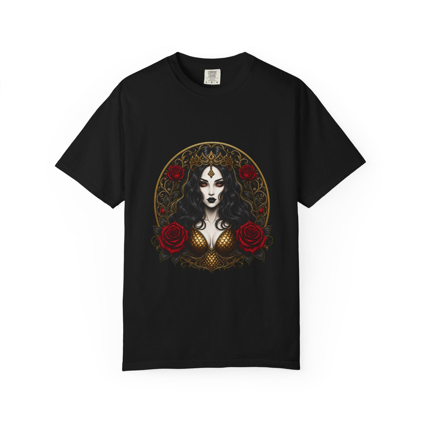 Gothic Crowned Mermaid Rose T-Shirt Graphic