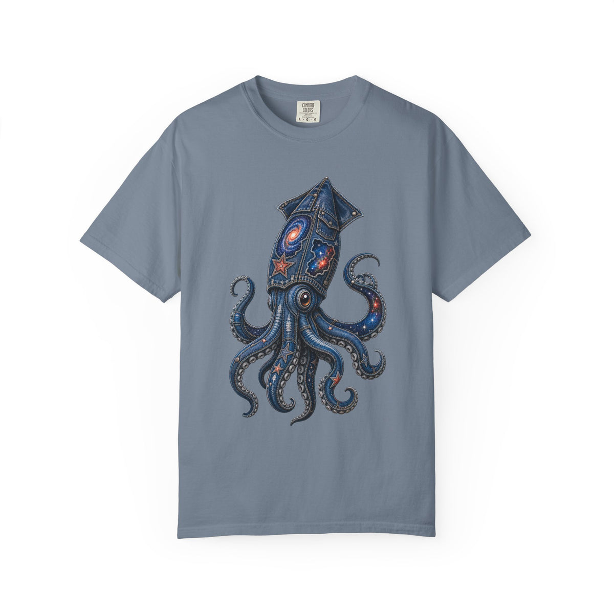 Cosmic Denim Squid Graphic Tee