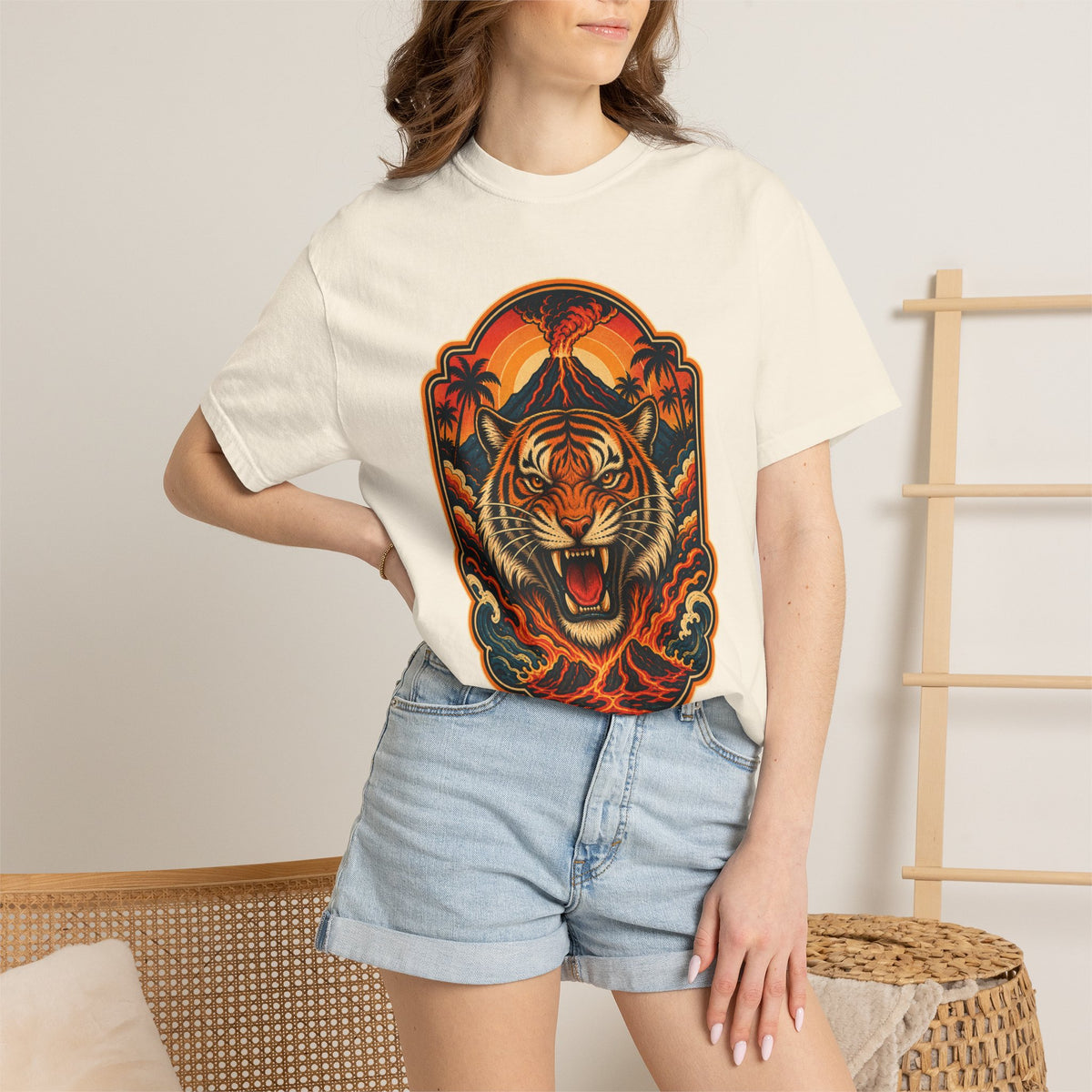 Postcard Volcano Tiger Graphic Tee