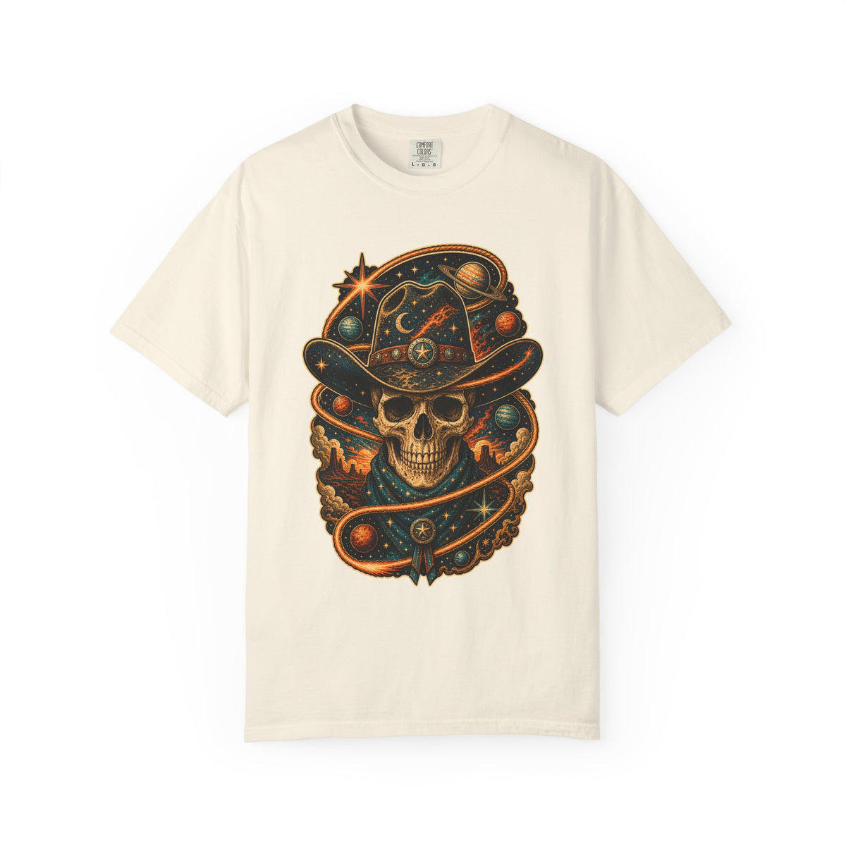 Retro Space Cowboy Skull Graphic Tee