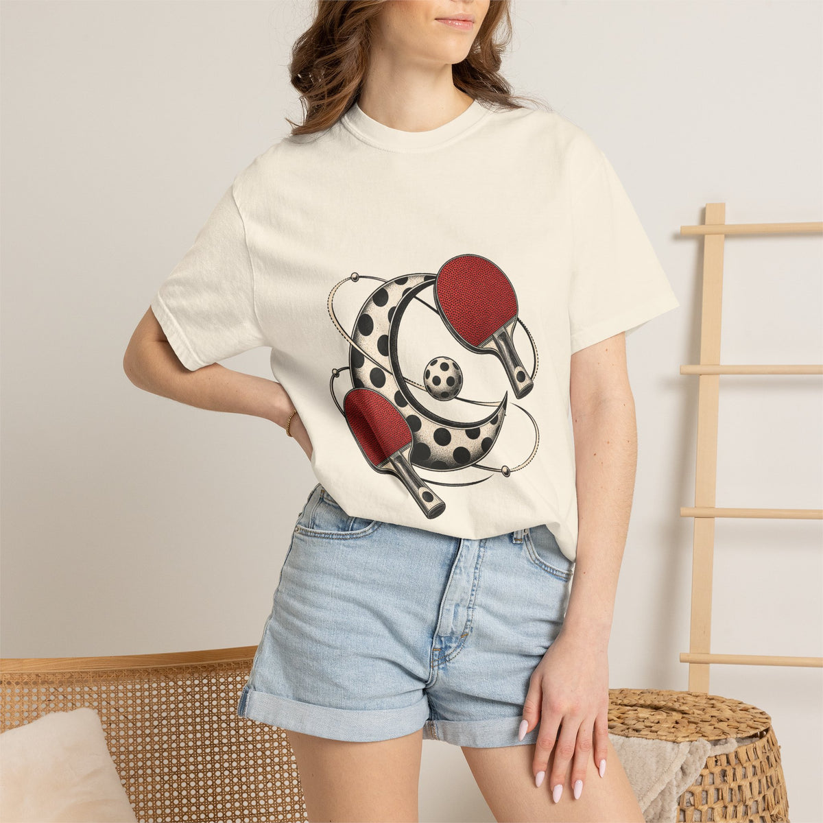 Blackwork Polka Dot Moon Ping Pong T-Shirt Graphic