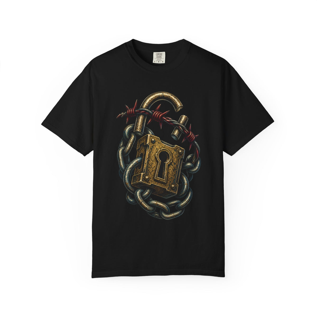 Barbed Lock and Chain Graphic Tee
