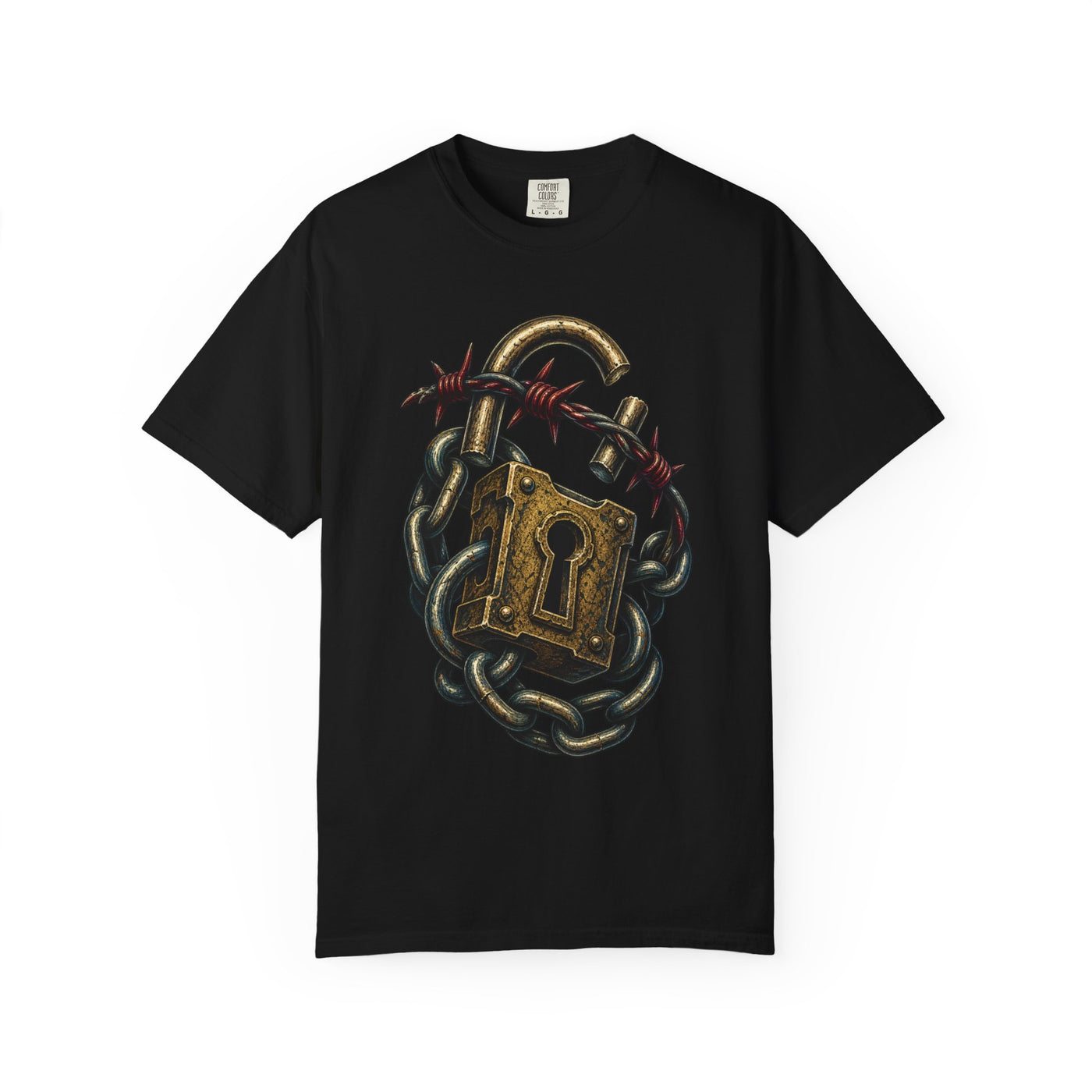 Barbed Lock and Chain Graphic Tee