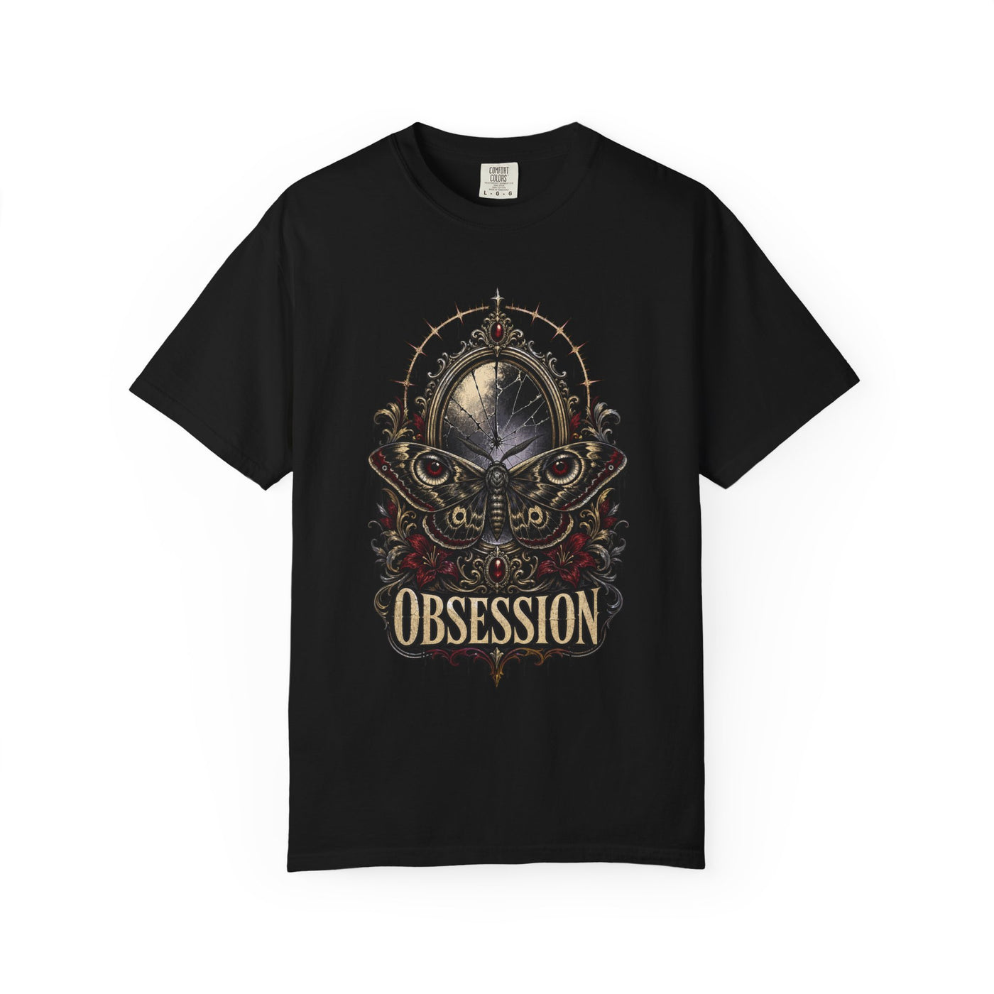 Obsession Mirror Moth Gothic T-Shirt Graphic