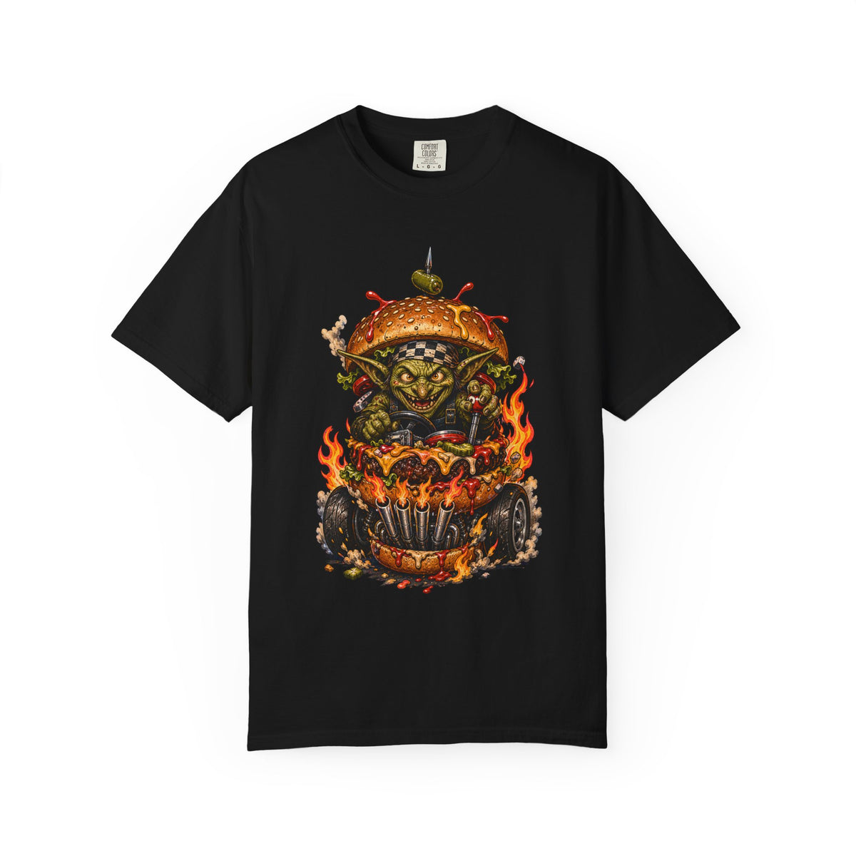 Burger Goblin Burnout Retro Comic T-Shirt Graphic