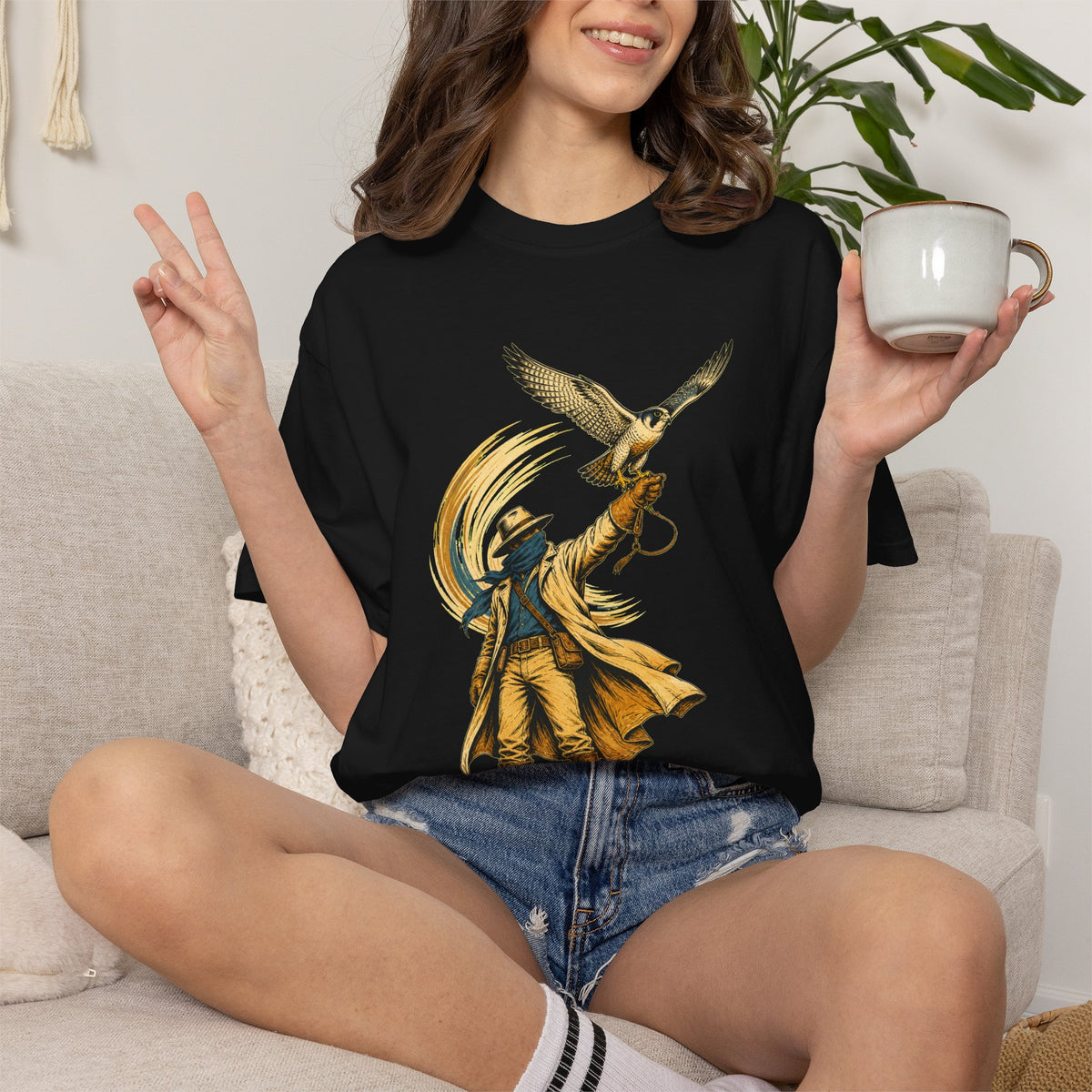 High Desert Falconer Linocut Graphic Tee