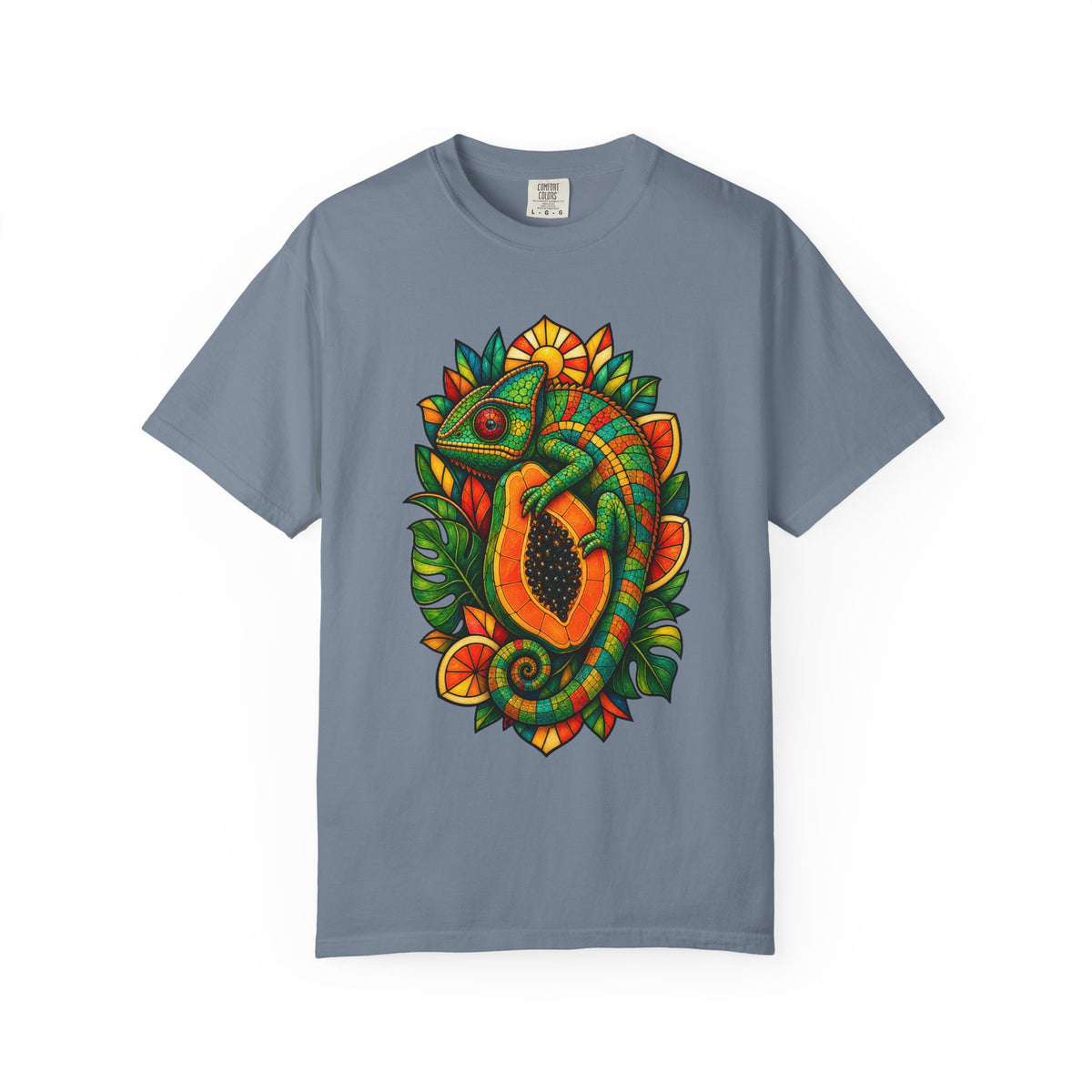Stained Glass Papaya Chameleon Graphic Tee