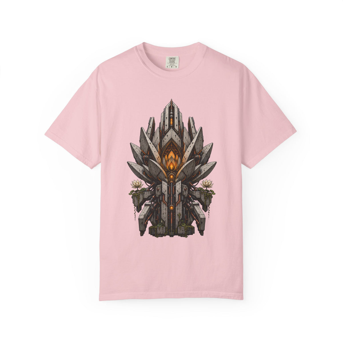 Brutalist Concrete Lotus Mech T-Shirt Graphic