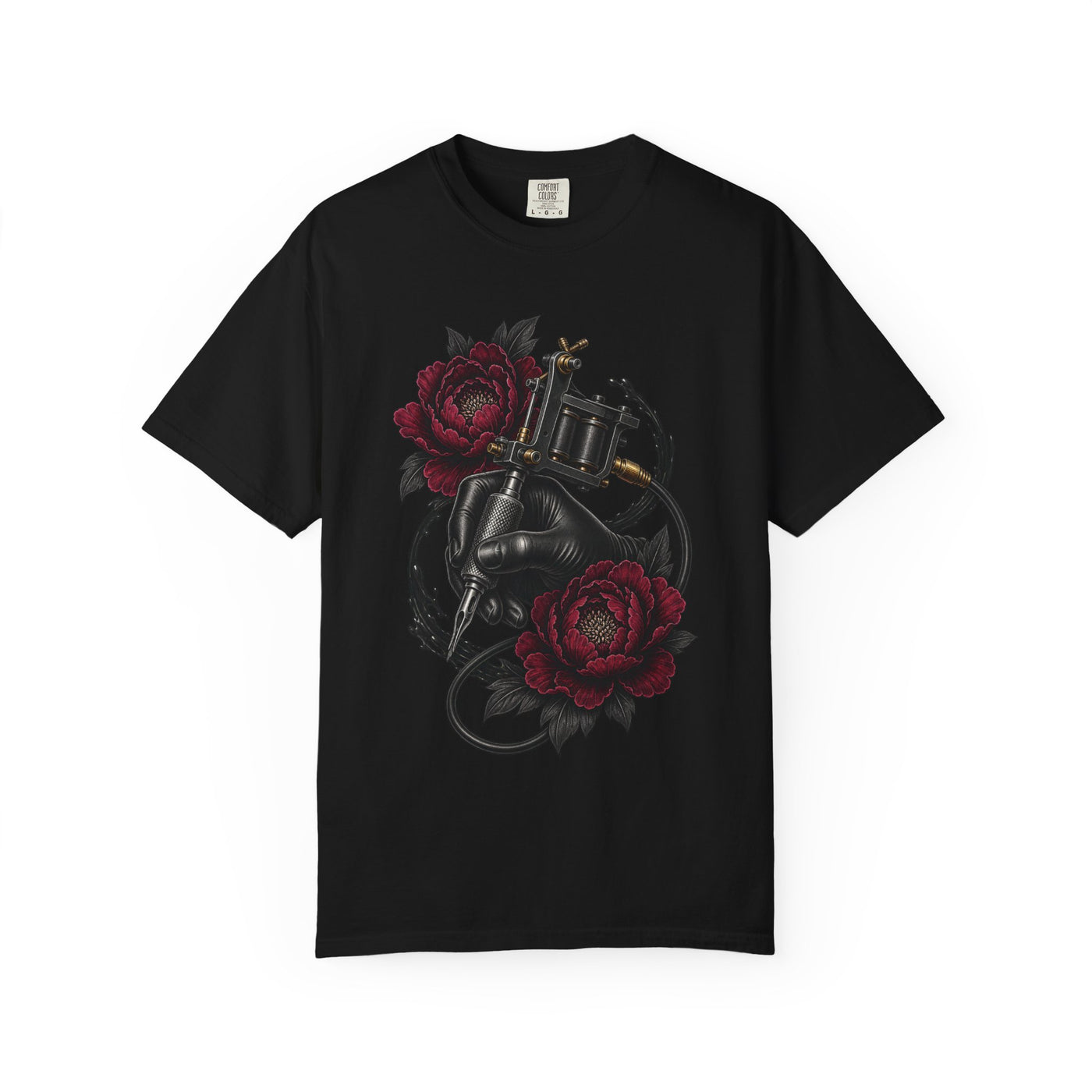 Coil Machine Peony Blackwork Graphic Tee