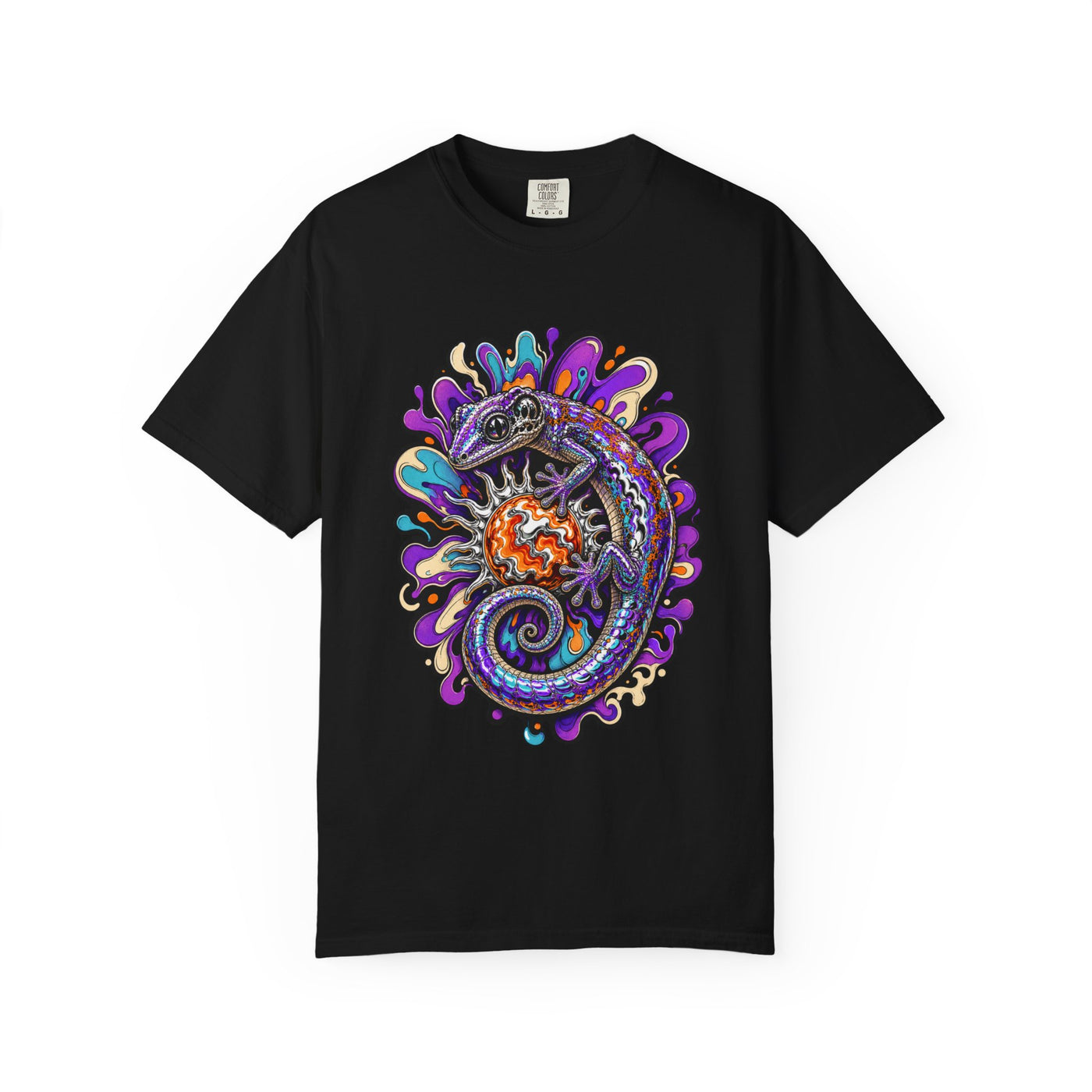Psychedelic Chrome Gecko Graphic Tee
