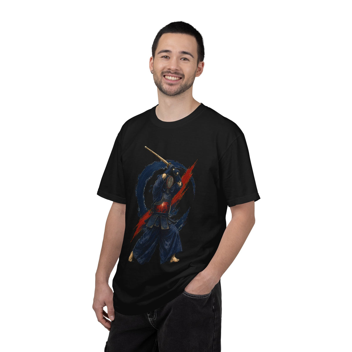 Indigo Kendo Strike Woodblock Graphic Tee