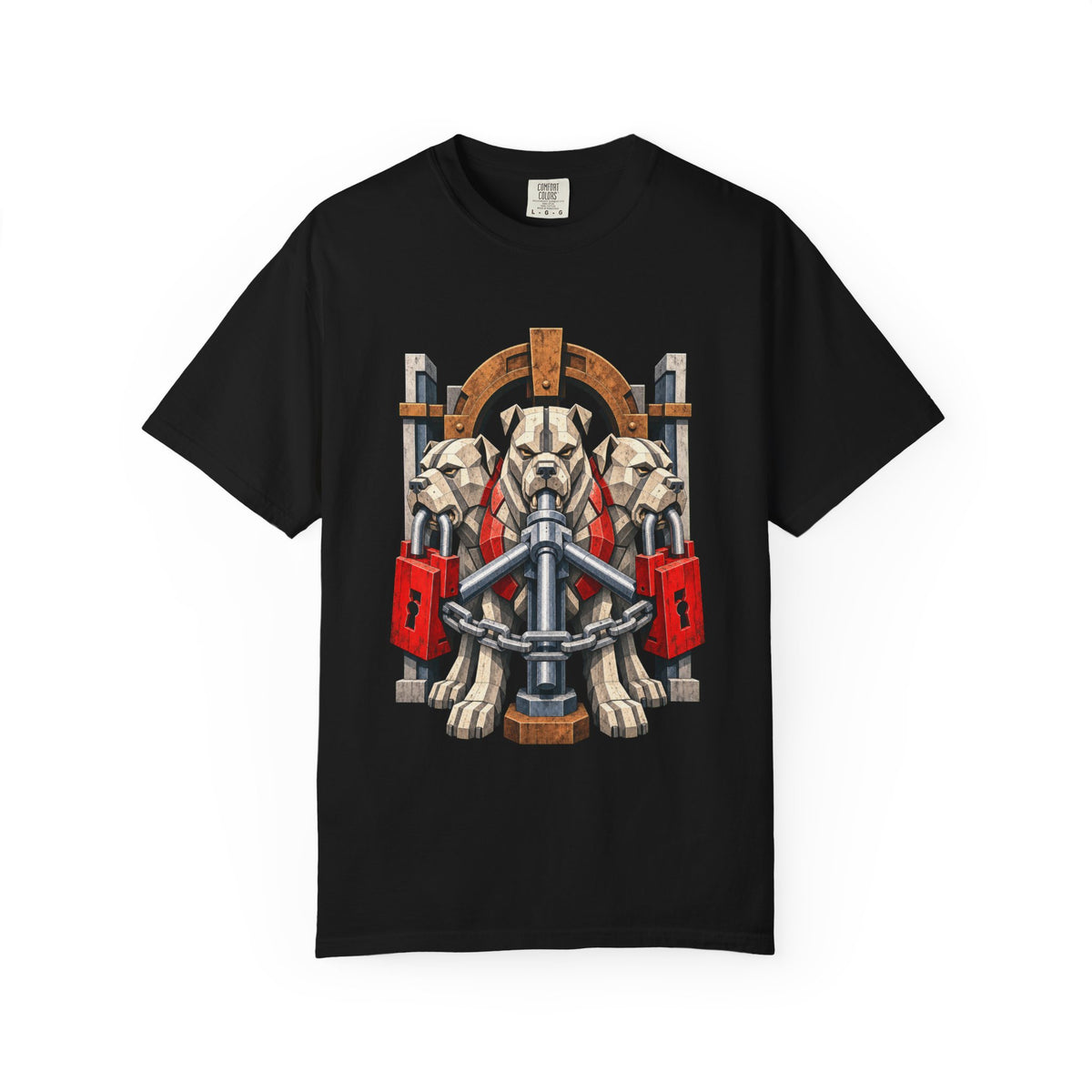 Cerberus Depot Guard Brutalist Mythic Industrial Graphic Tee