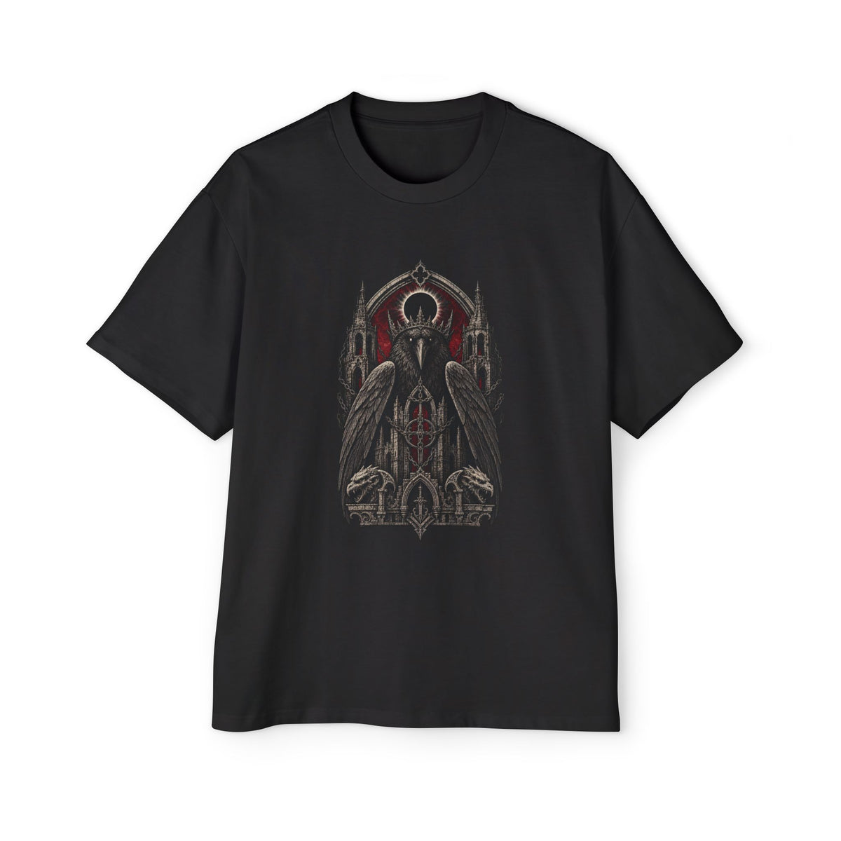 Raven Eclipse Cathedral Heavy Oversized Gothic Tee