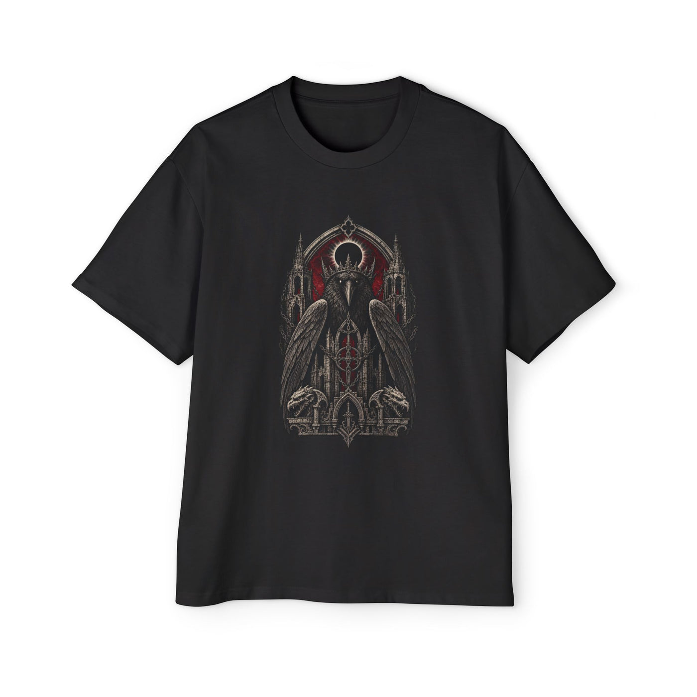 Raven Eclipse Cathedral Heavy Oversized Gothic Tee