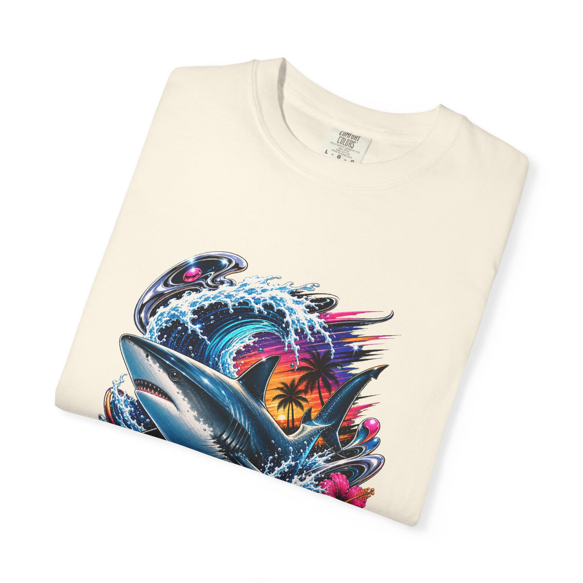 Y2K Surf Hibiscus Shark T-Shirt Graphic