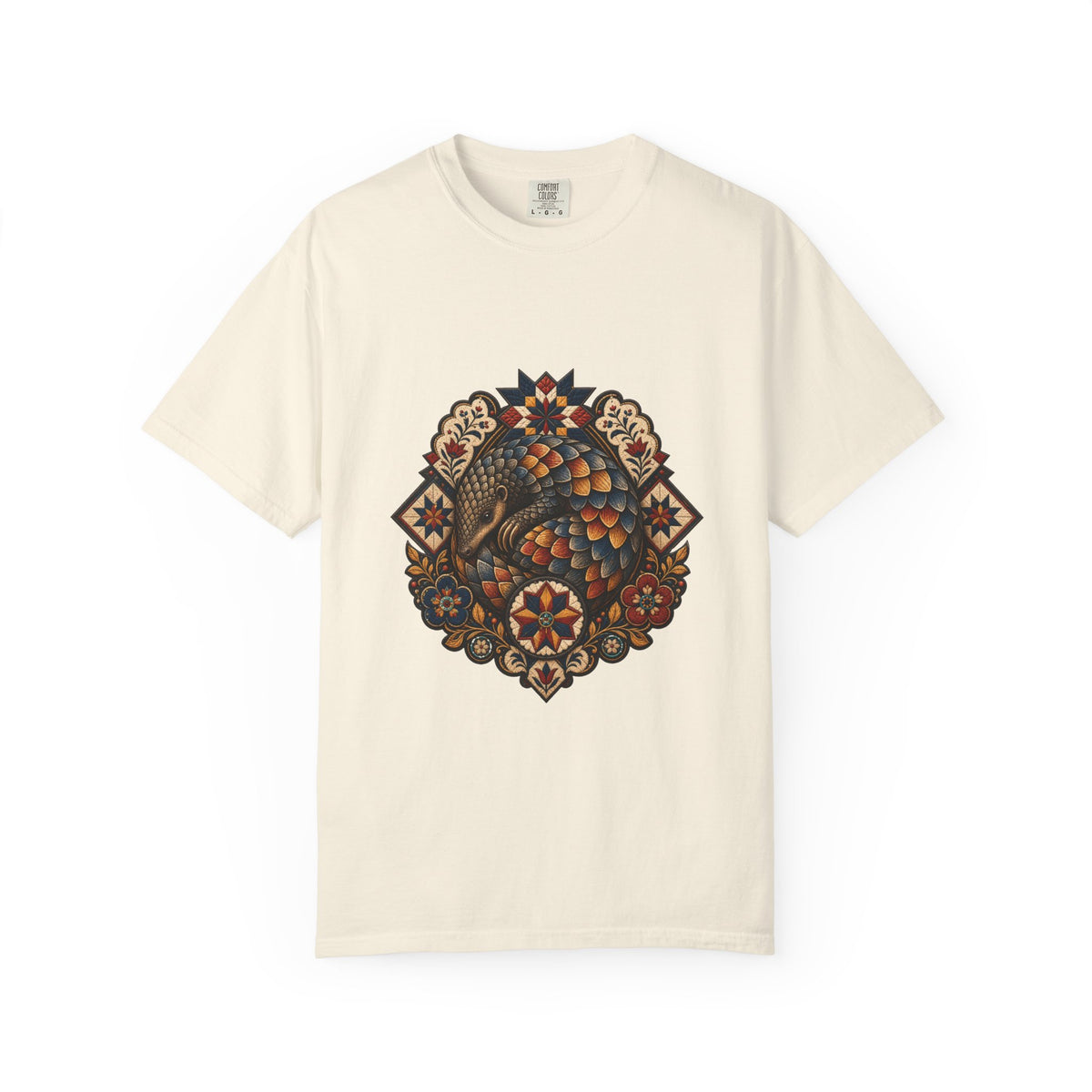 Folk Quilt Pangolin Guardian T-Shirt Graphic