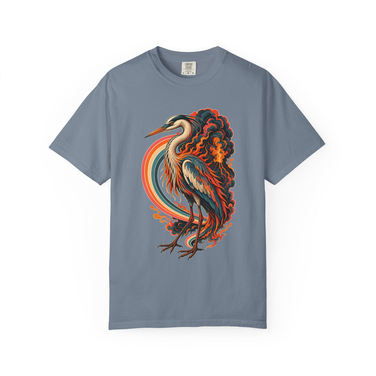 Deck-Stripe Volcano Heron Graphic Tee