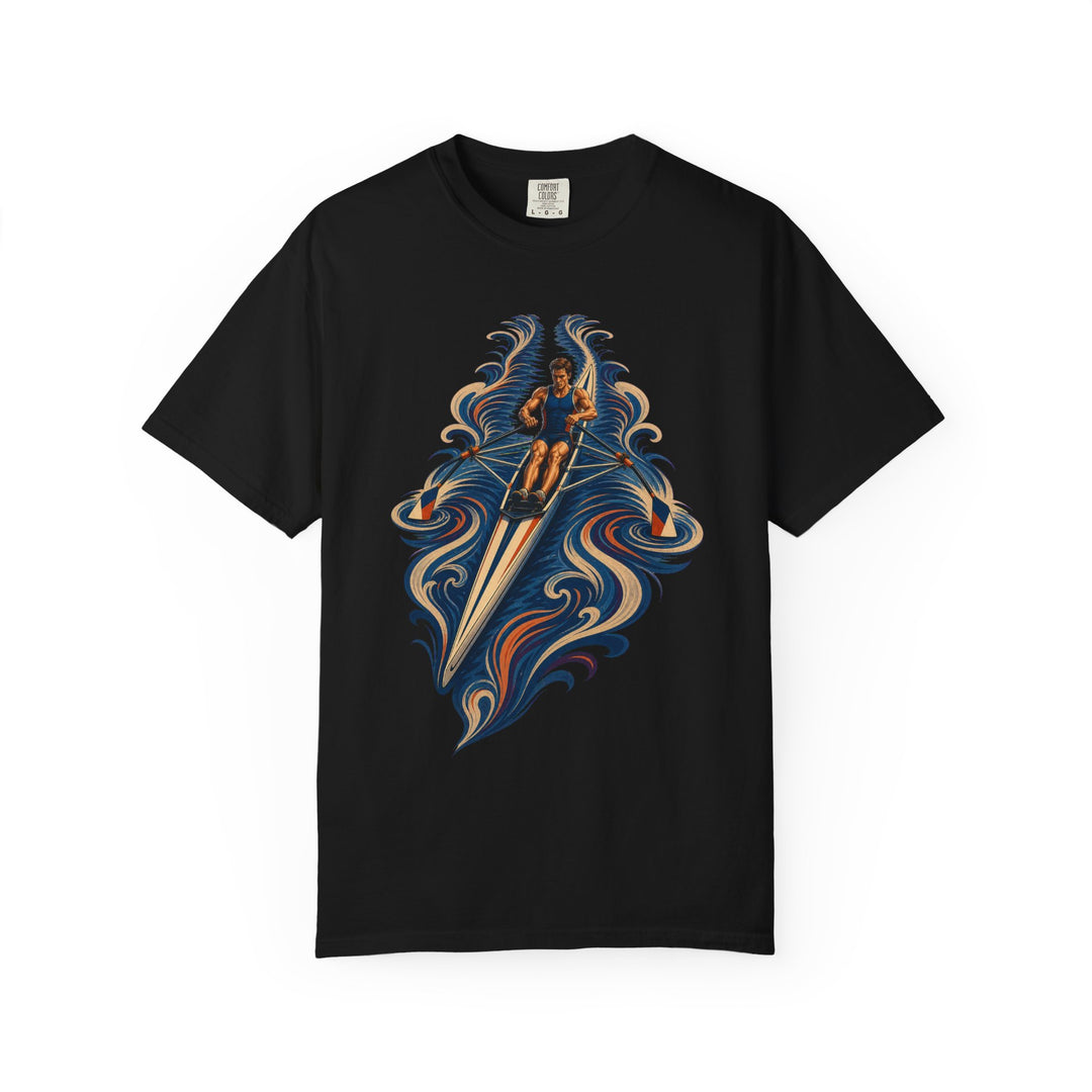Blue Hour Sculler Art Deco Rowing Graphic Tee
