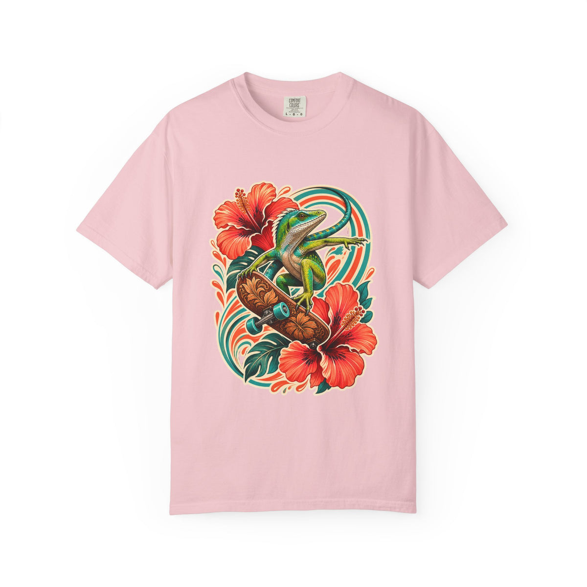 Hibiscus Skateboard Anole T-Shirt Graphic