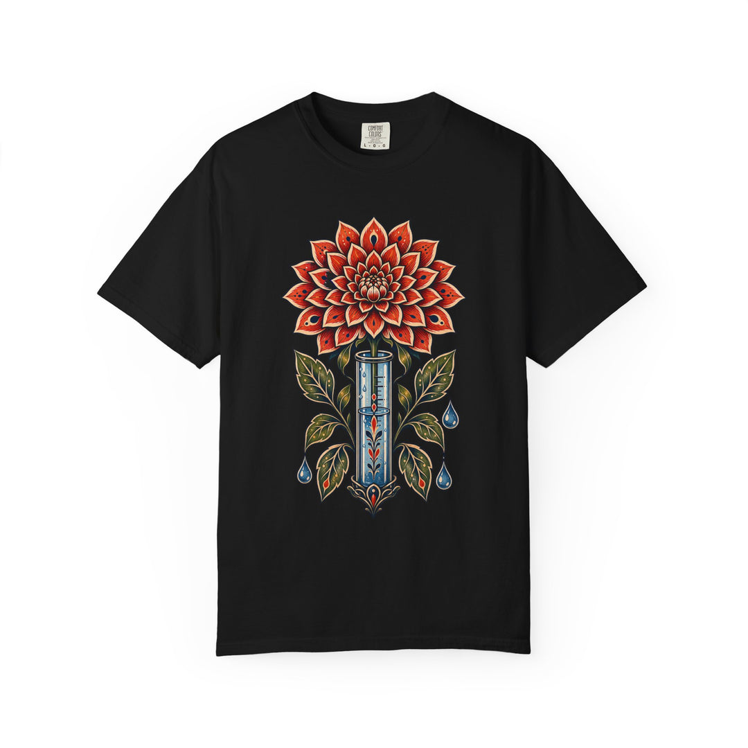 Folk Tattoo Rain Gauge Dahlia T-Shirt Graphic