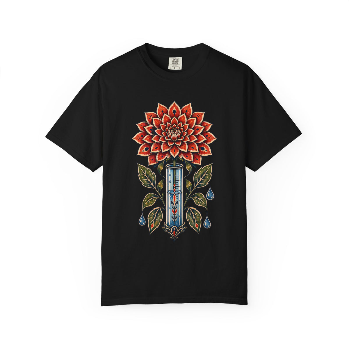 Folk Tattoo Rain Gauge Dahlia T-Shirt Graphic