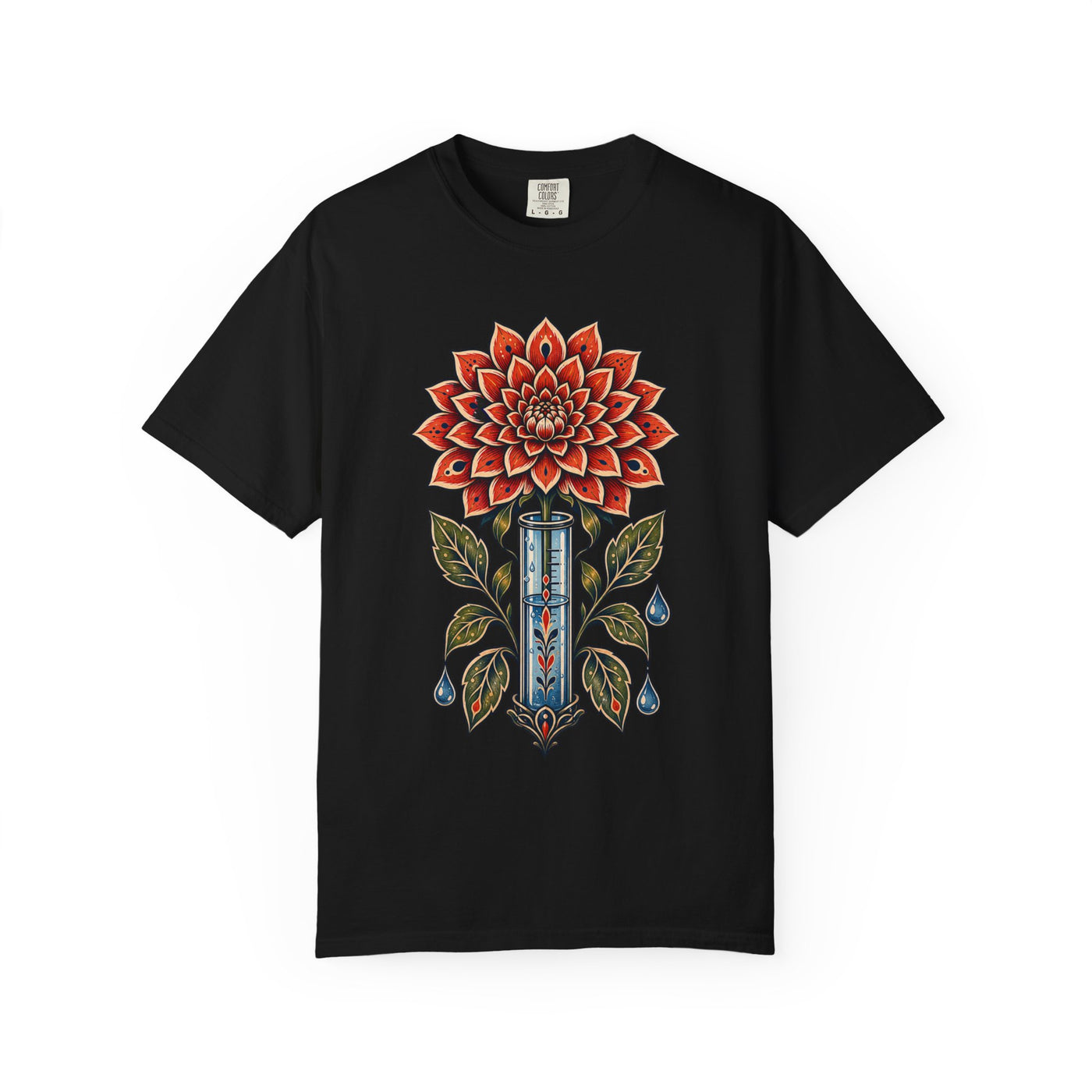 Folk Tattoo Rain Gauge Dahlia T-Shirt Graphic