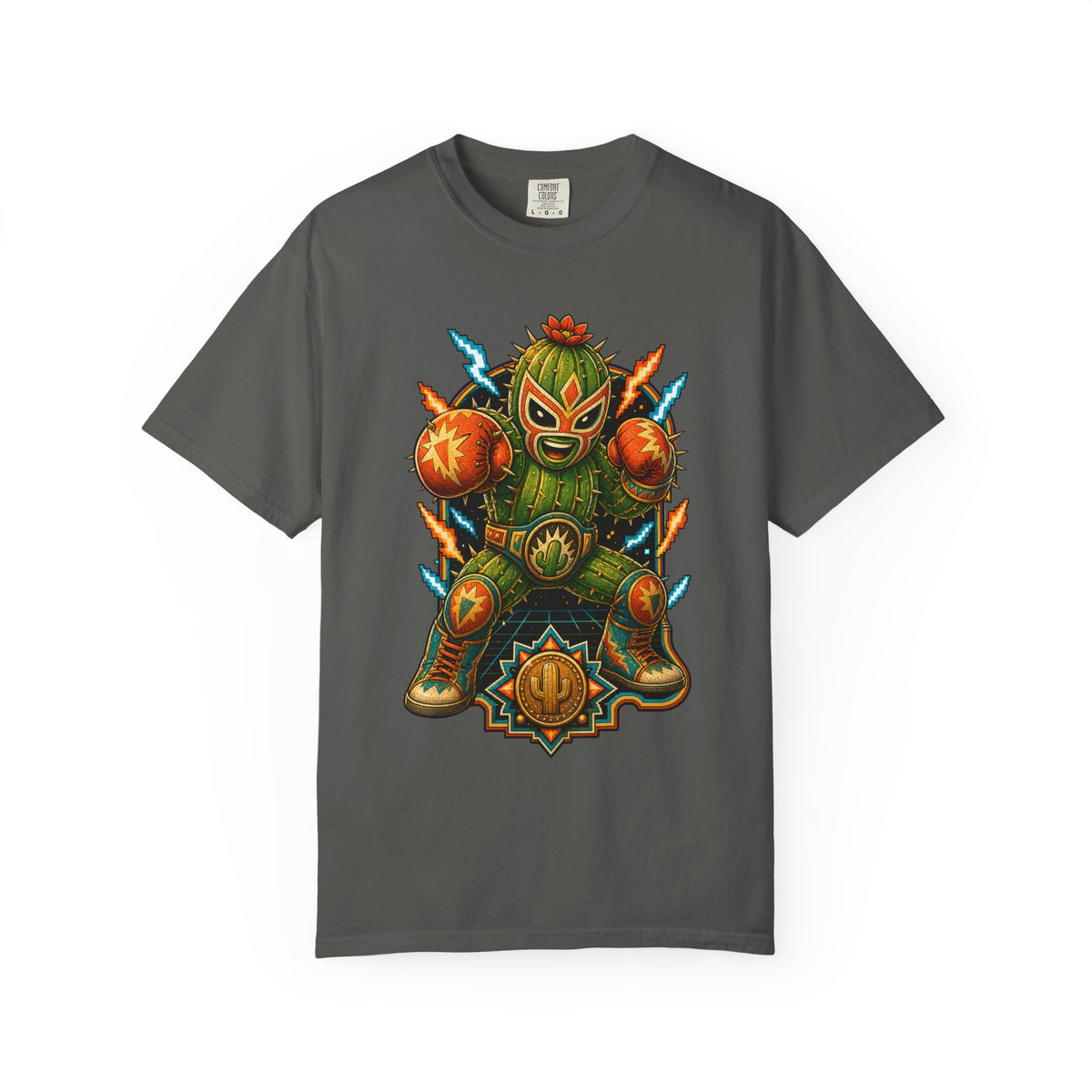 Retro Arcade Cactus Wrestler T-Shirt Graphic