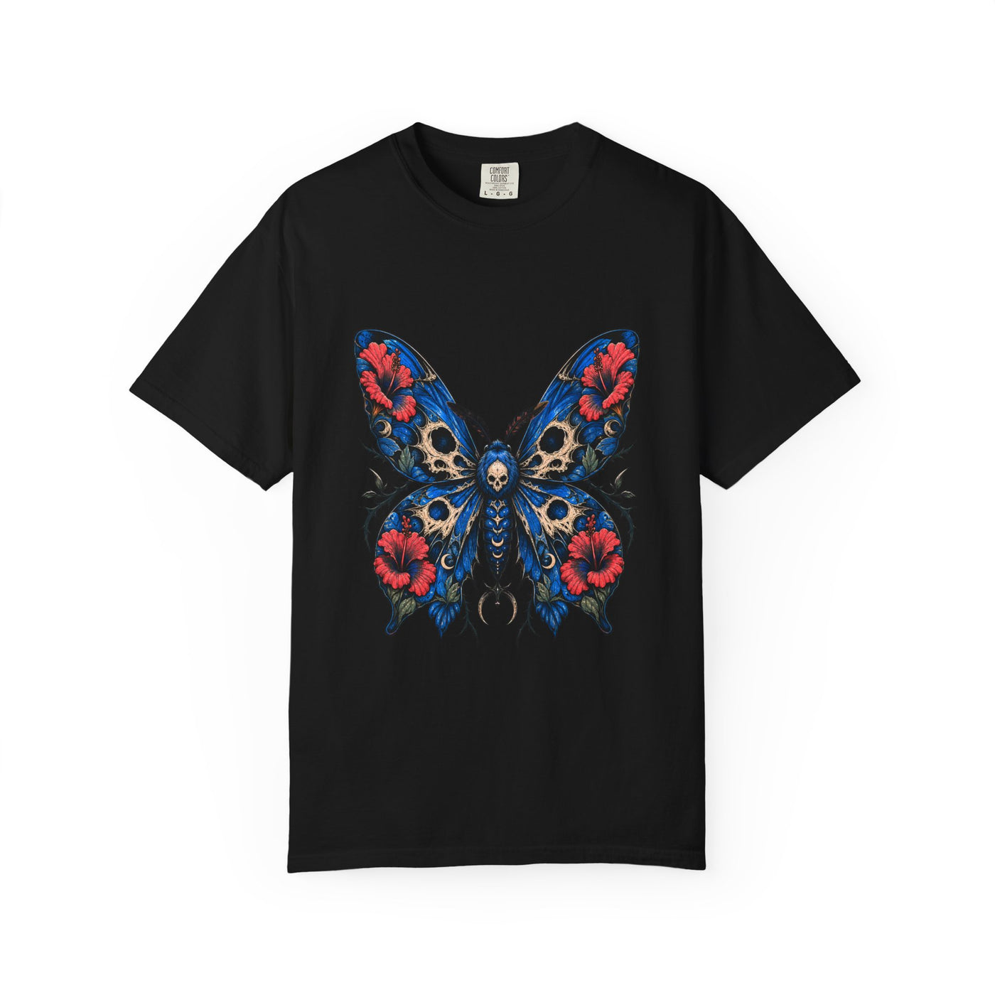 Cerulean Hibiscus Reaper Moth Graphic Tee